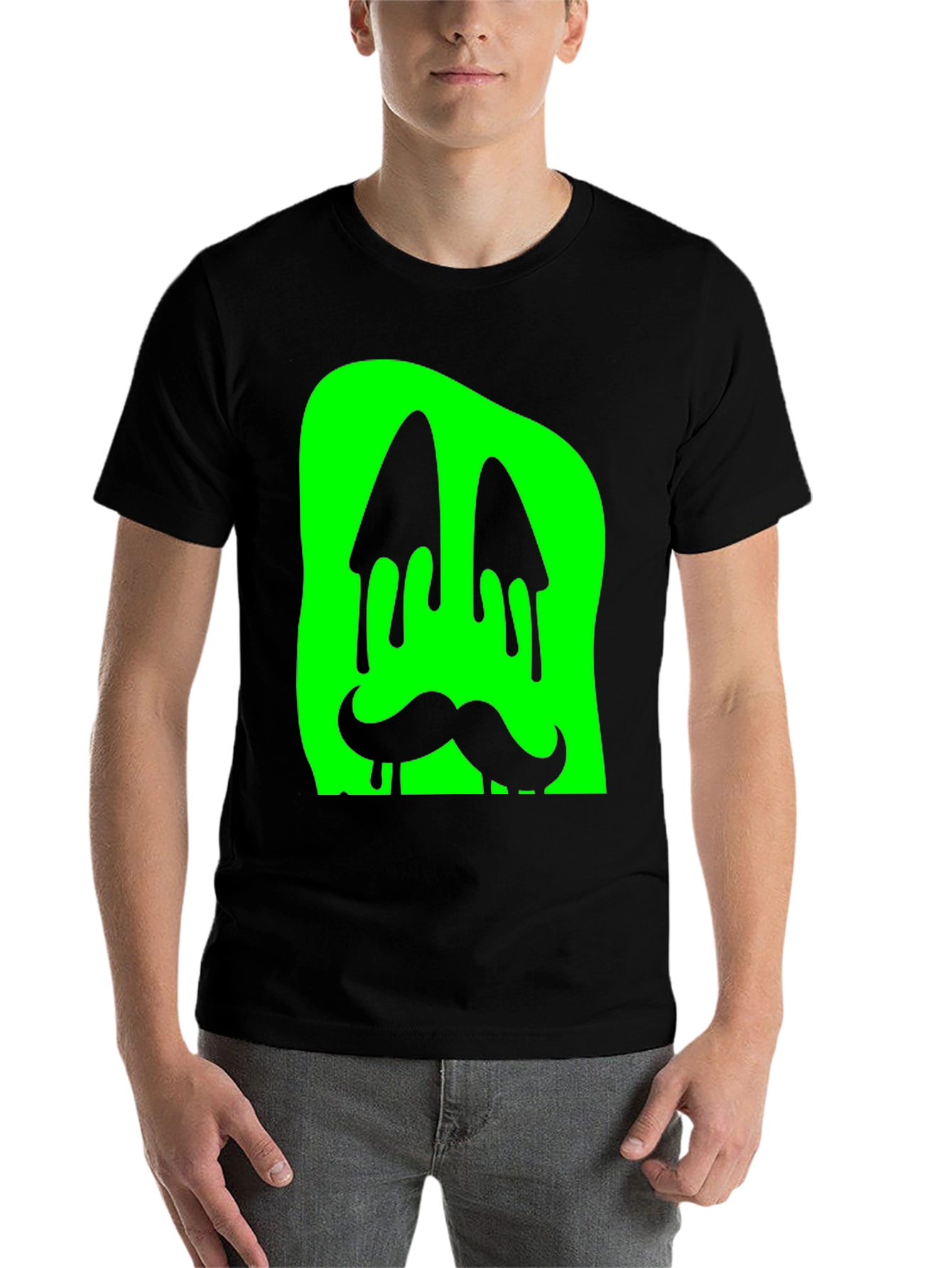 Black Green Slime Monster Face Graphic T-Shirt view 7