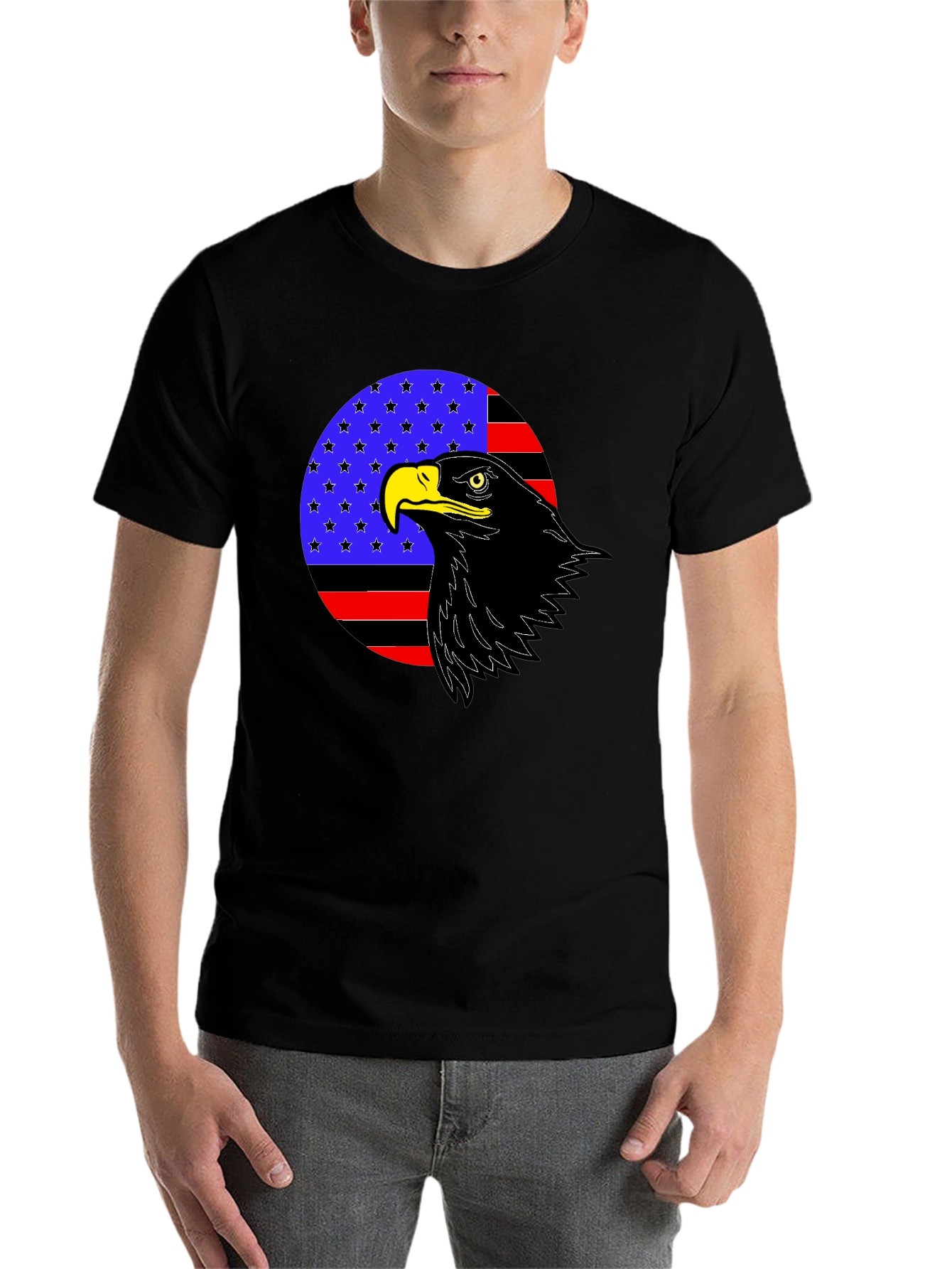 Black American Eagle Patriotic T-Shirt view 7