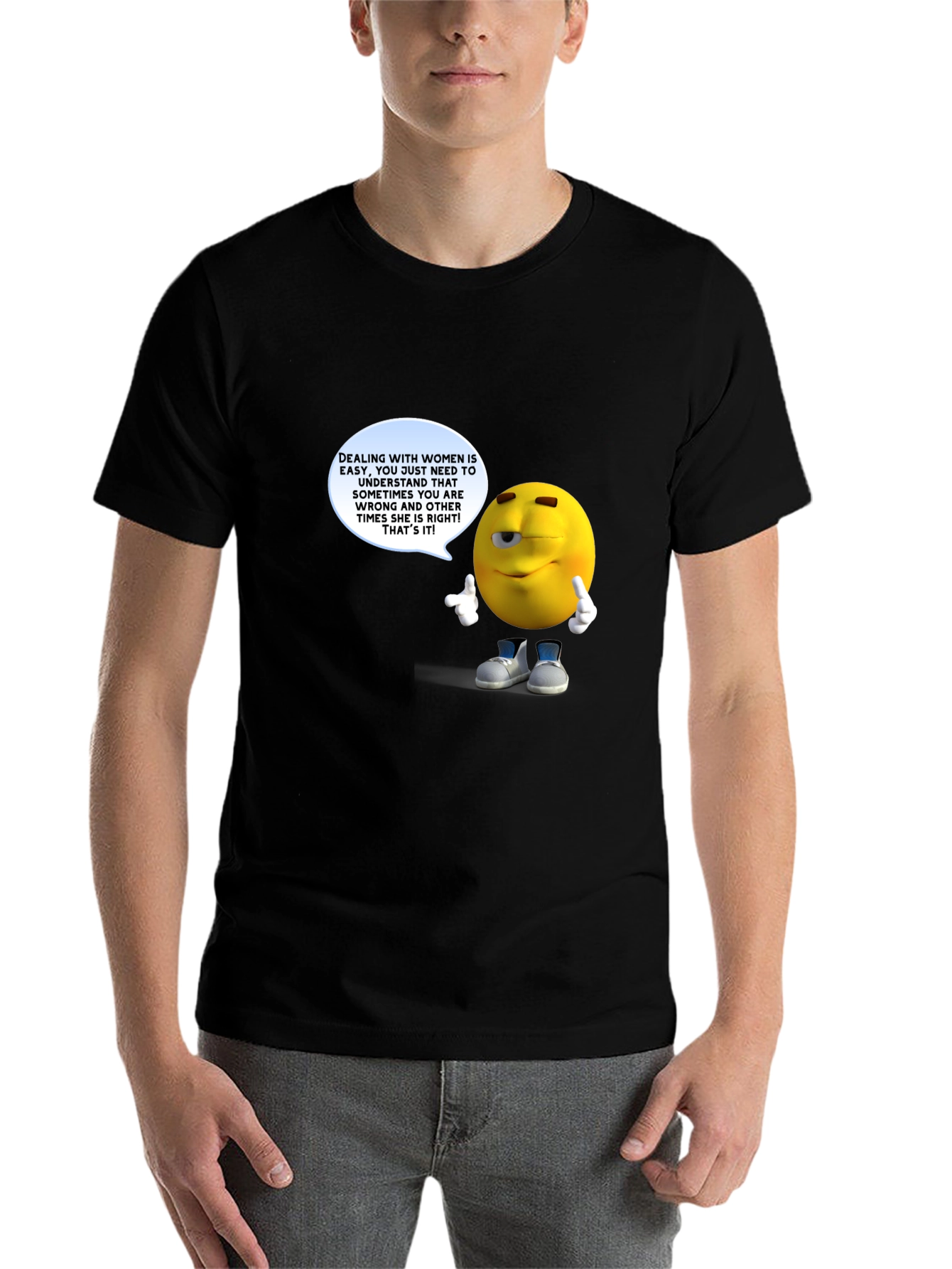 Black Funny Men's Black T-Shirt with Graphic Design view 7