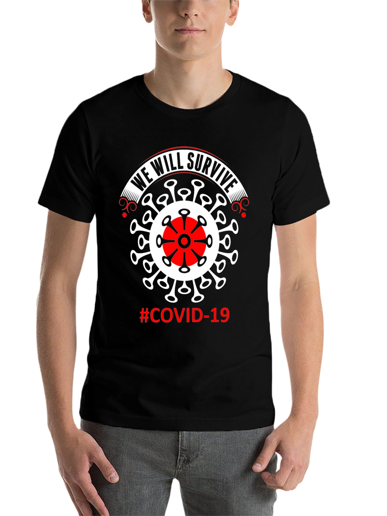Black We Will Survive COVID-19 T-Shirt view 7