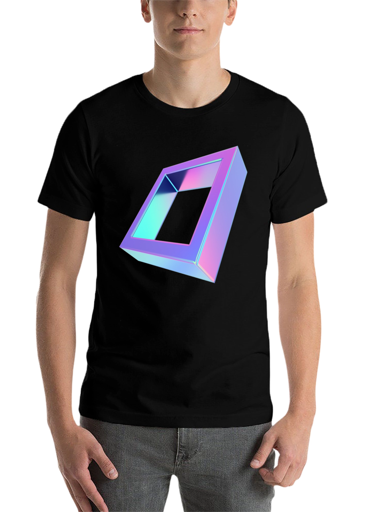 Black Geometric Illusion Black T-Shirt view 7