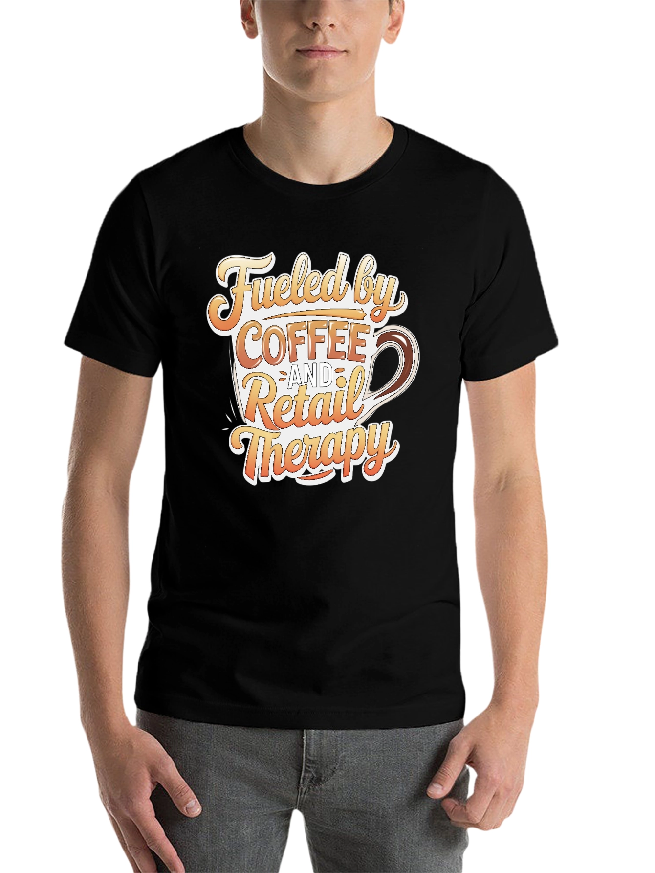 Black Coffee and Retail Therapy T-Shirt - Black view 7