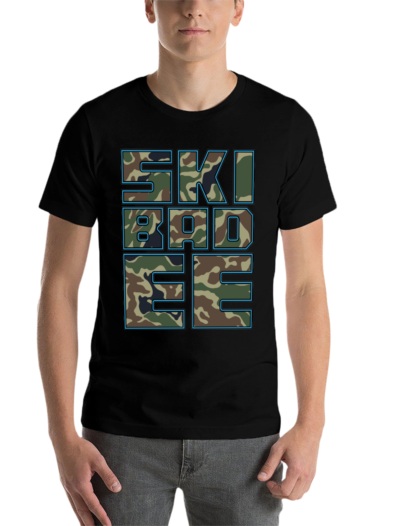 Black Skibadee Camo Graphic Tee - Cool Casual Style view 7