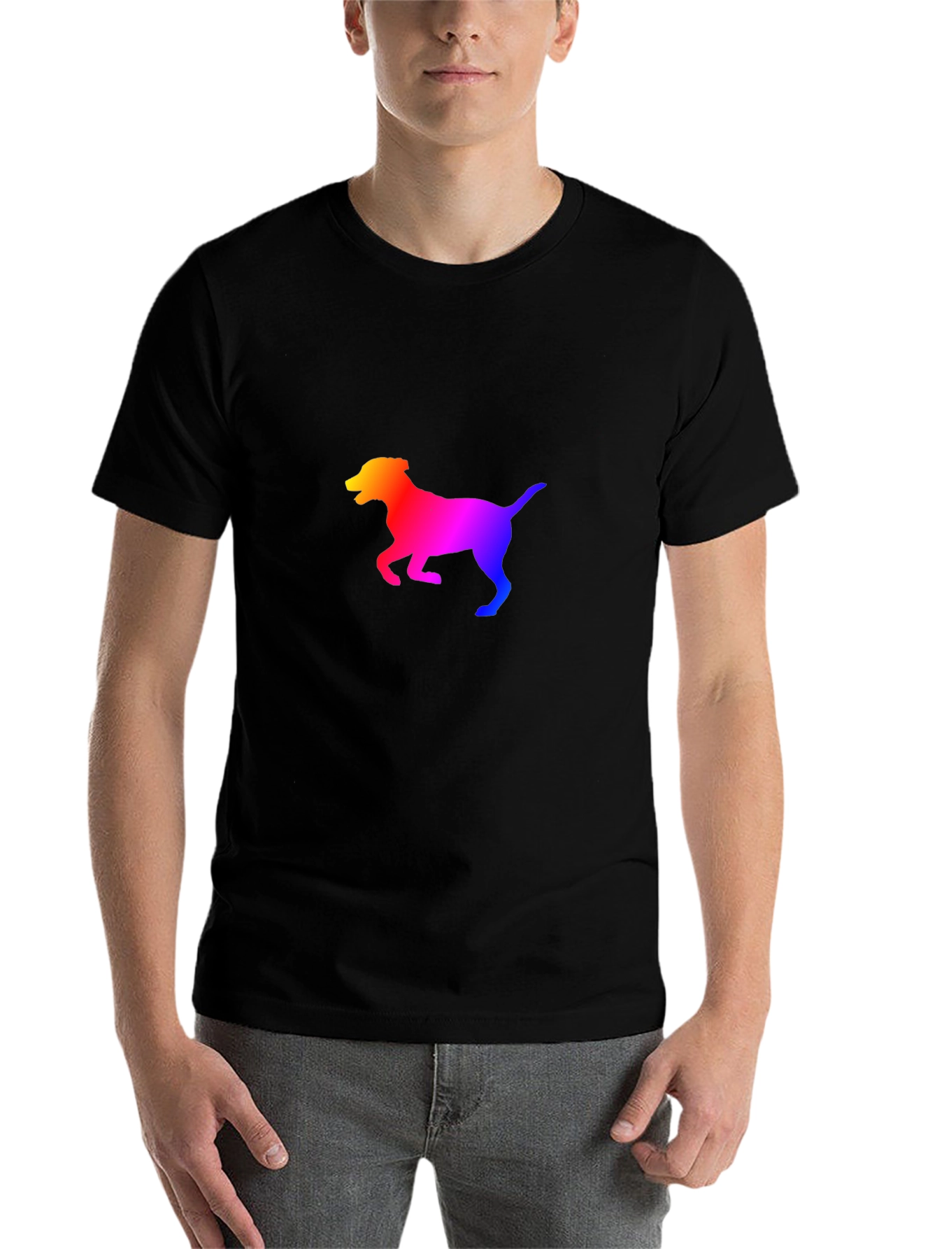Black Rainbow Dog Silhouette Black T-Shirt view 7