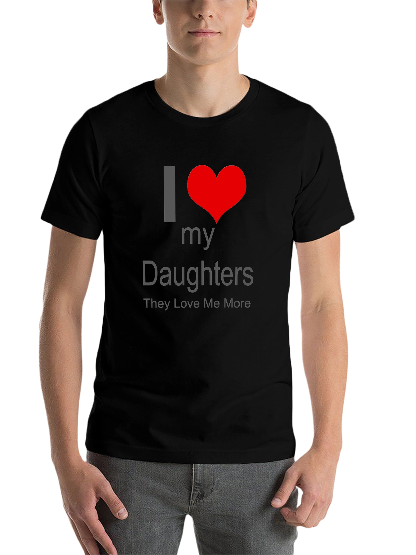 Black I Heart My Daughters Black T-Shirt view 7