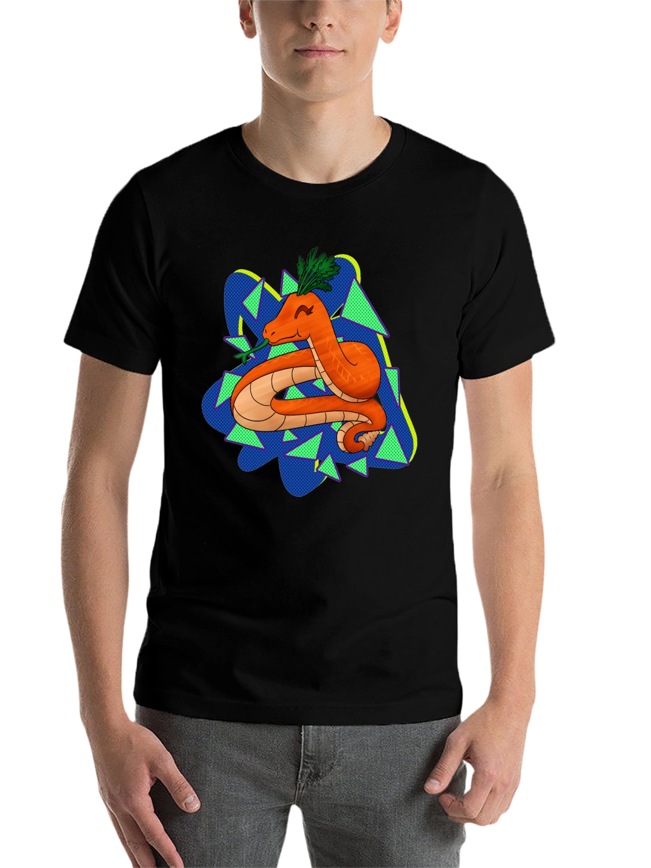 Black Carrot Snake Graphic T-Shirt - Quirky & Fun Design view 7