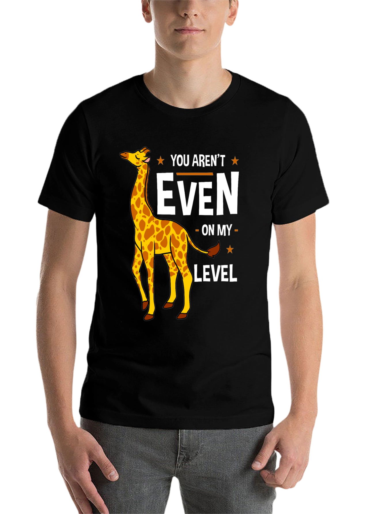Black Funny Giraffe T-Shirt - You Aren't Even On My Level view 7