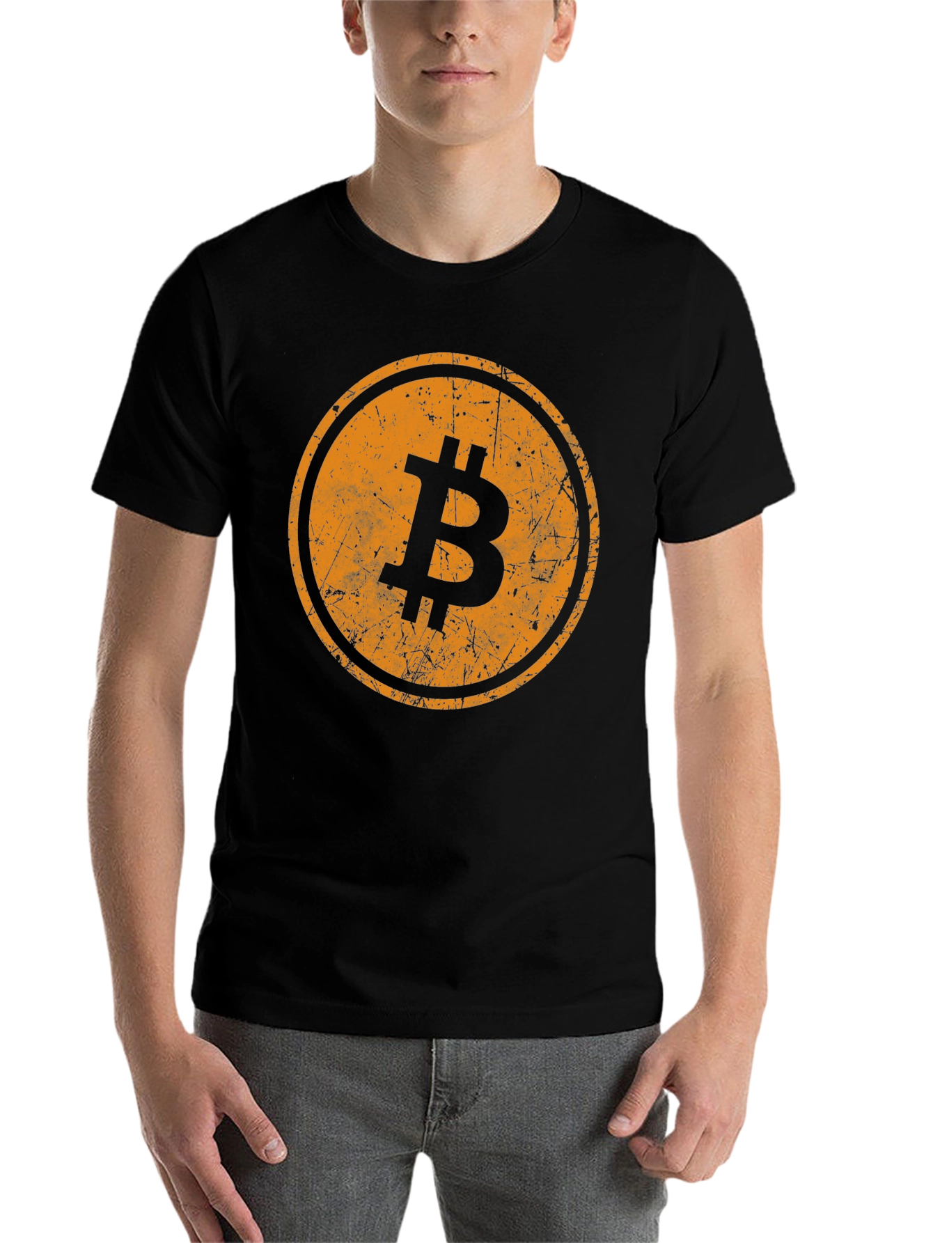 Black Bitcoin Logo Black T-Shirt - Crypto Currency Tee view 7