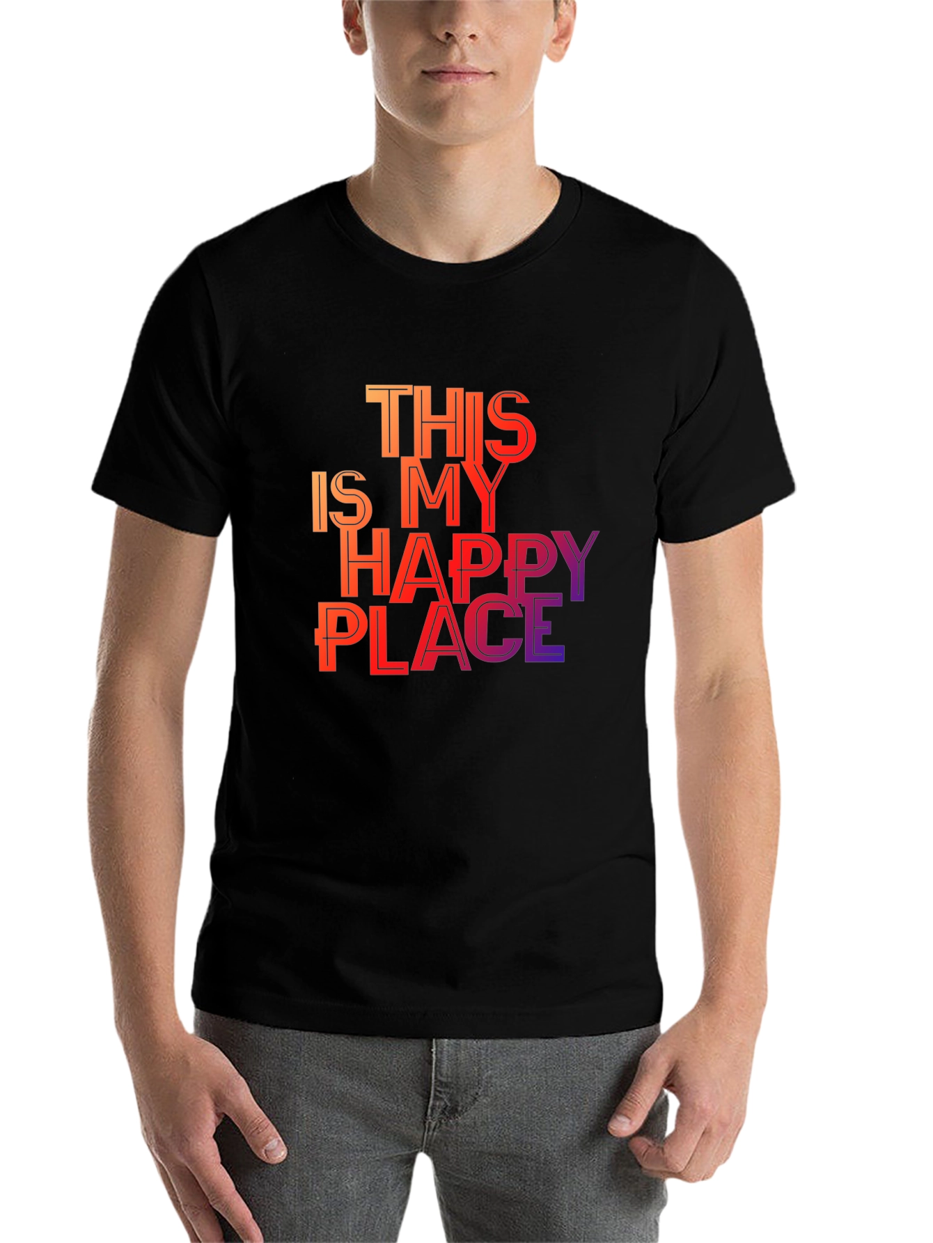 Black Happy Place Graphic T-Shirt - Unisex view 7