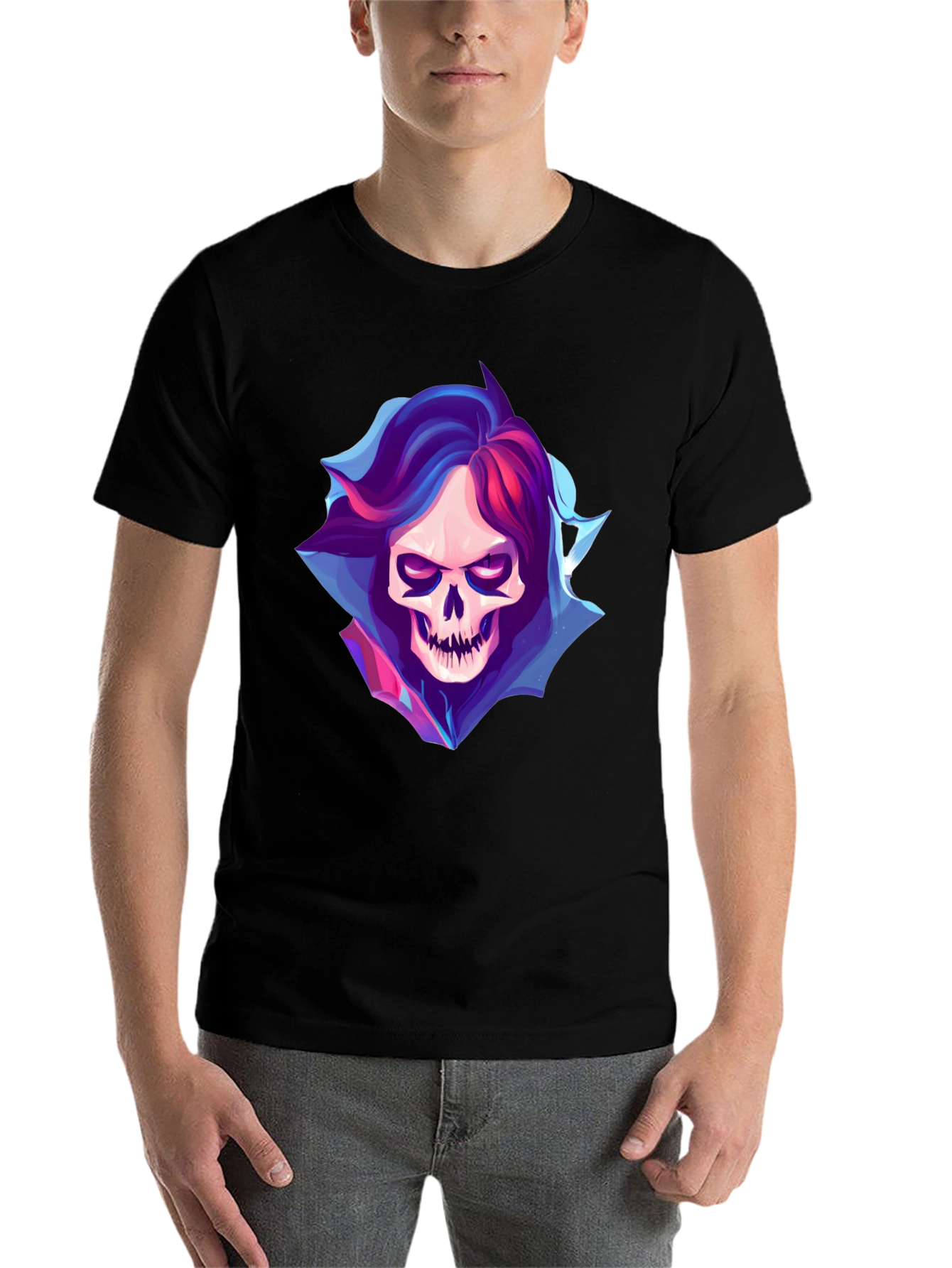 Black Grim Reaper Skull Graphic Black T-Shirt view 7