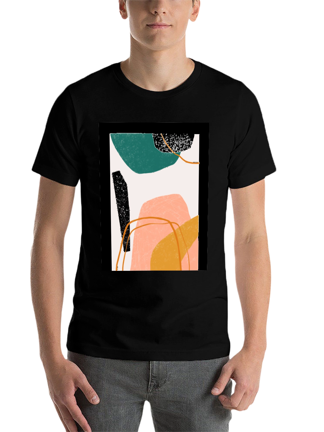 Black Abstract Art Graphic Tee - Modern Minimalist Design view 7
