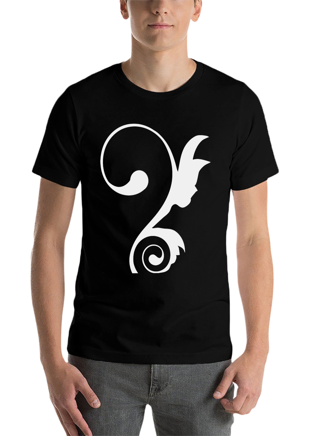 Elegant Scrollwork Graphic Tee - Stylish Black Cotton Blend Shirt - 7