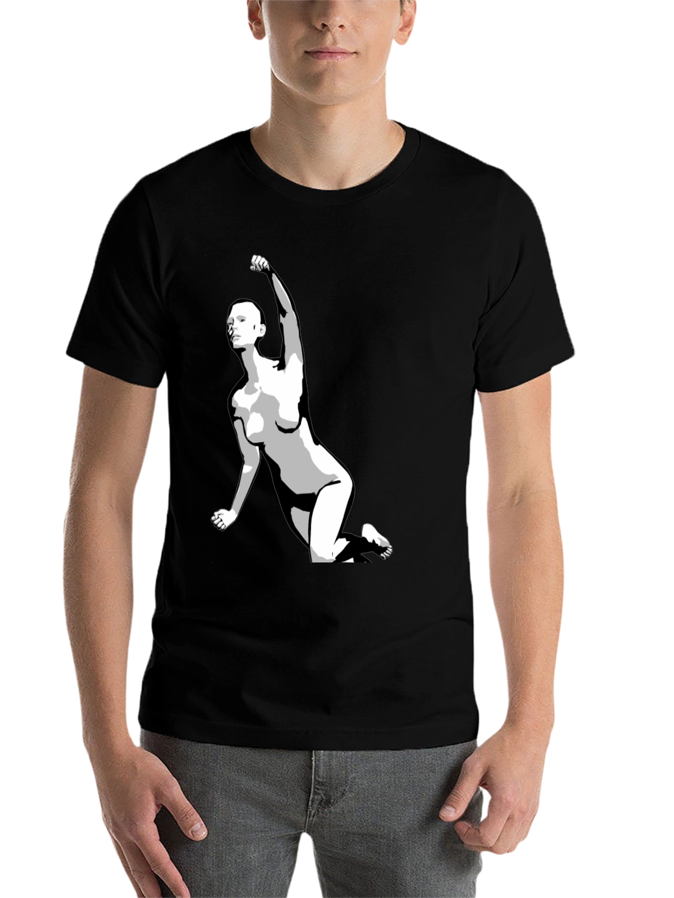 Black Bold Graphic Tee - Empowered Figure Design view 7