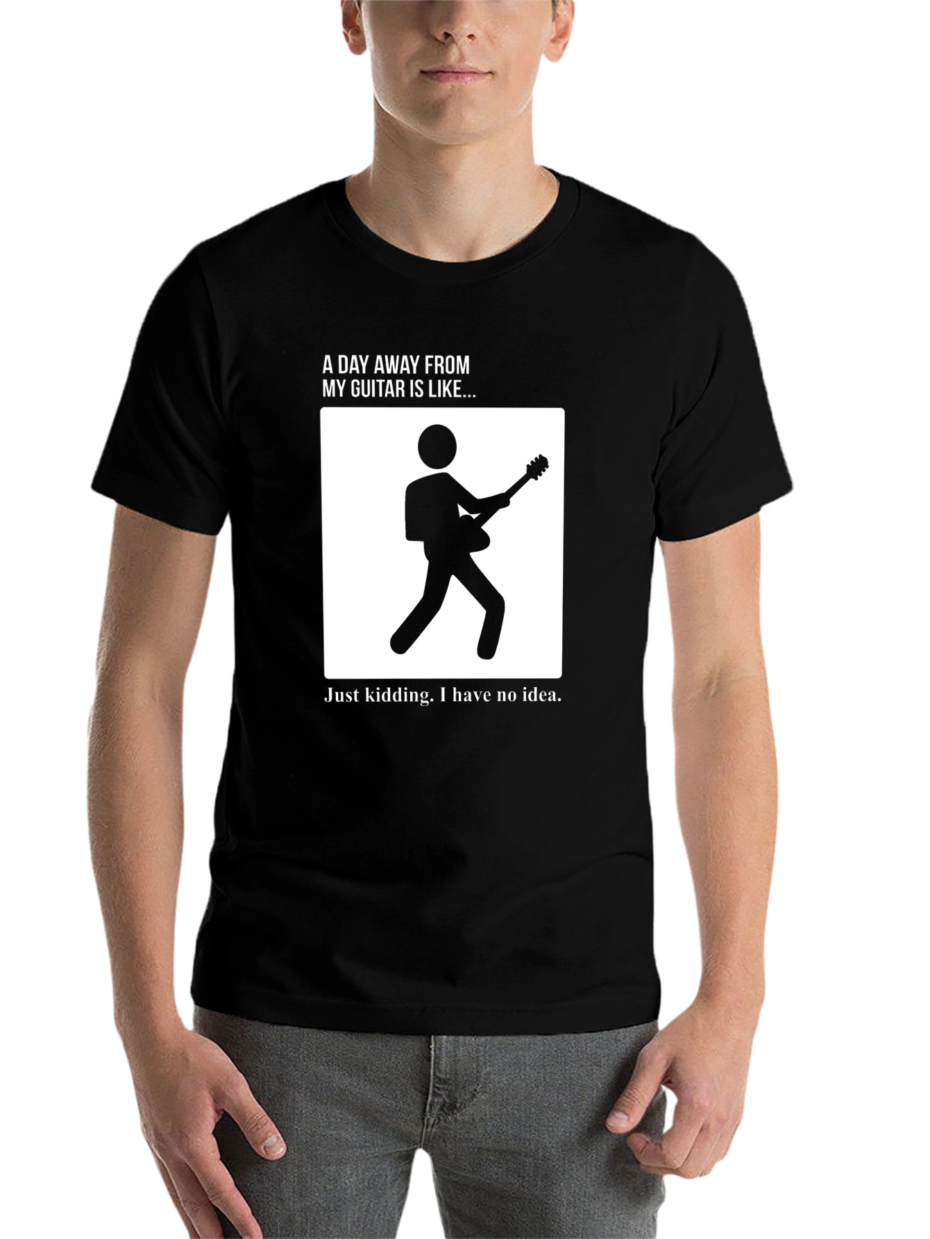Black Guitar Lover's Tee - Funny Graphic T-Shirt view 7