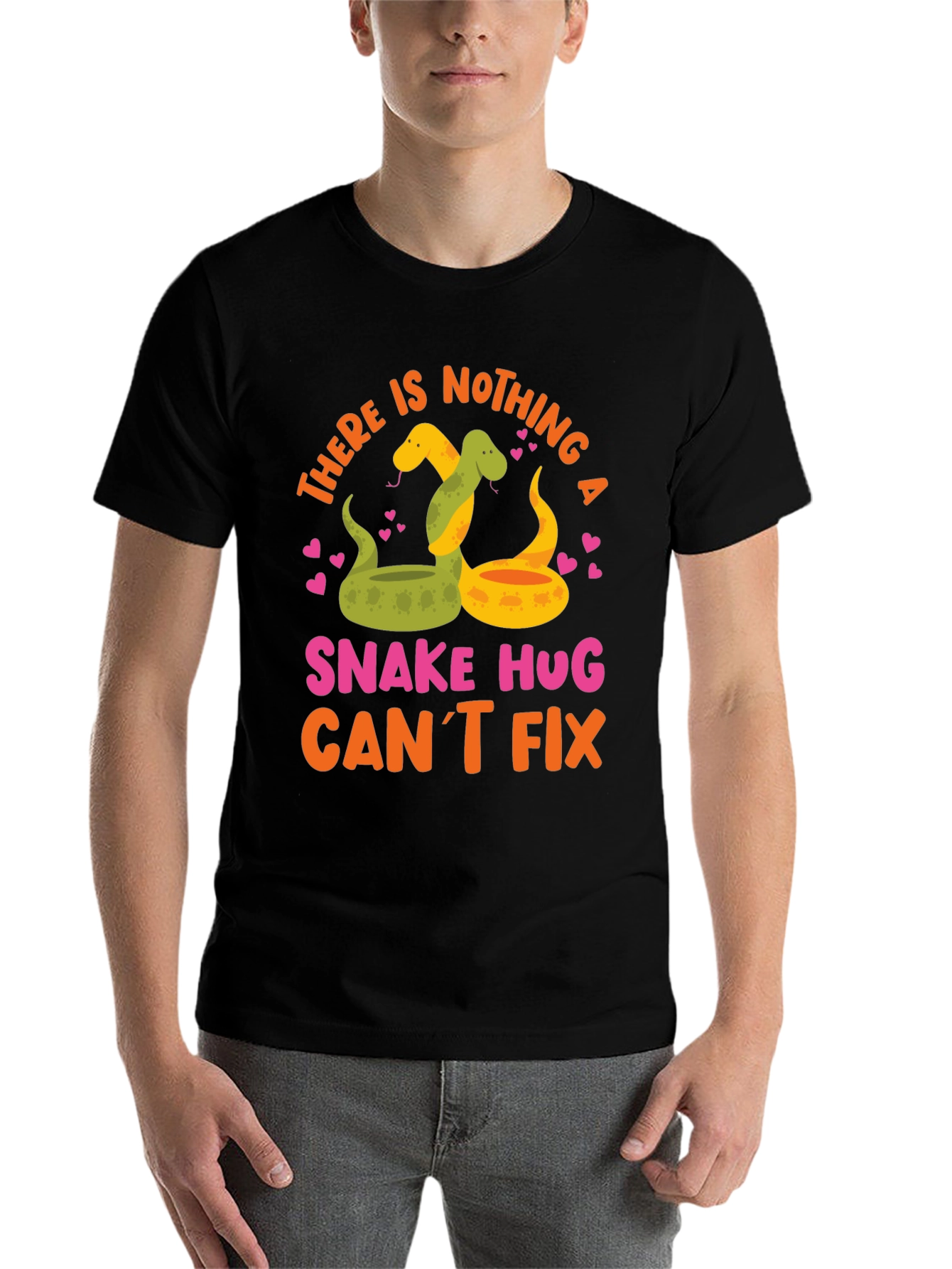 Black Snake Hugs T-Shirt - Funny Graphic Tee view 7