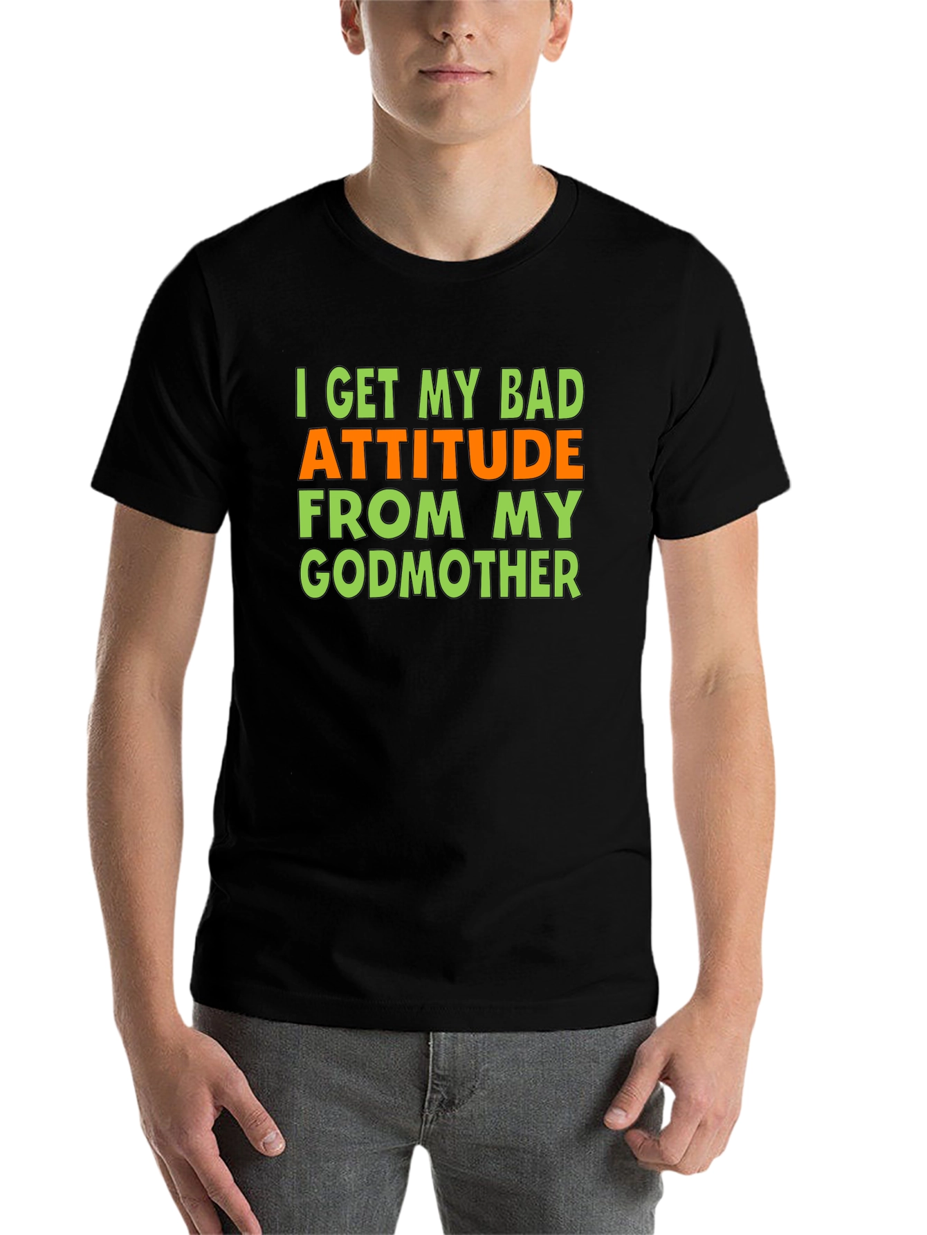 Black Bad Attitude Godmother Graphic T-Shirt - Funny Novelty Tee view 7