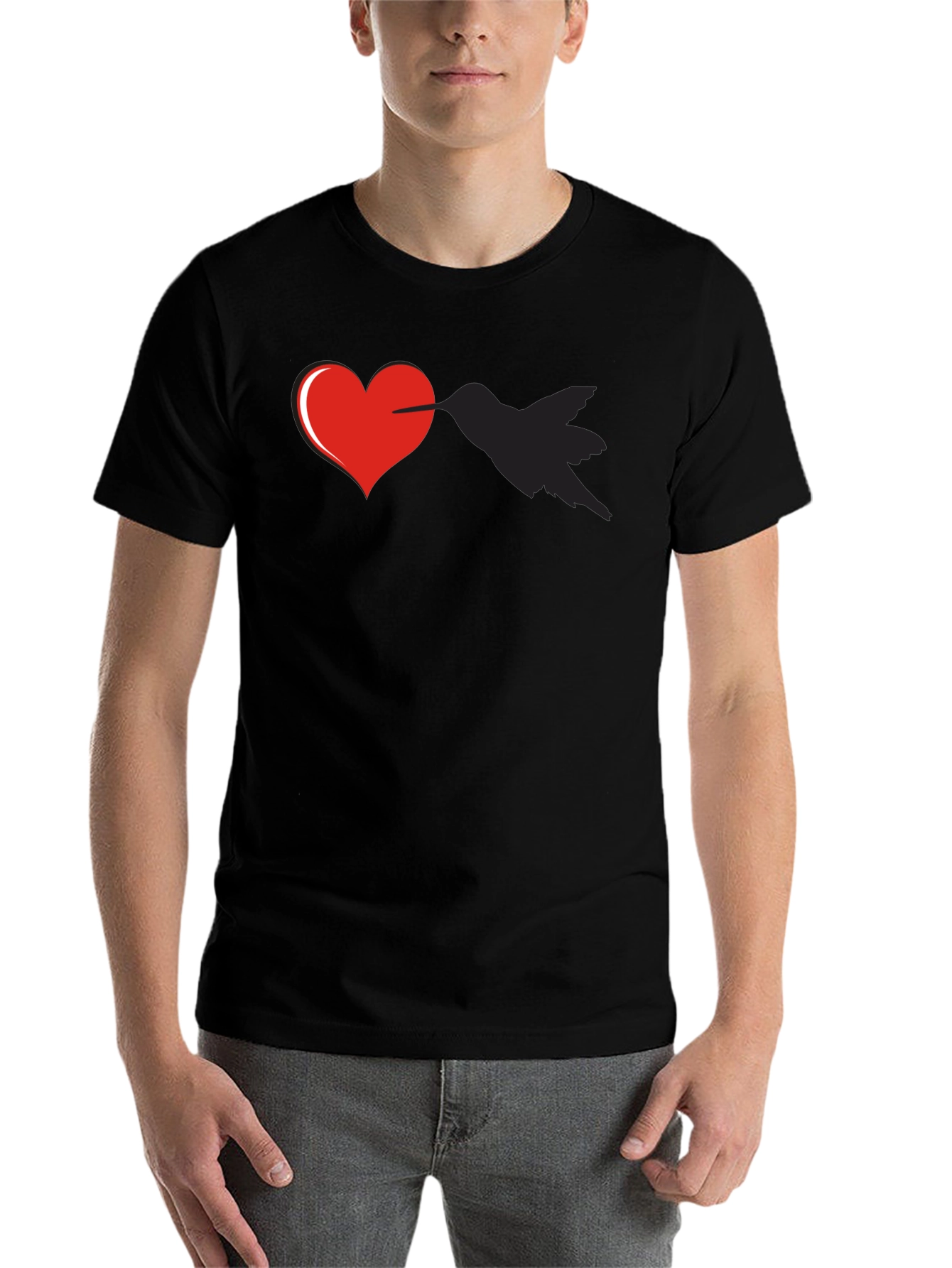 Black Heart Pierced By Hummingbird Graphic Tee view 7