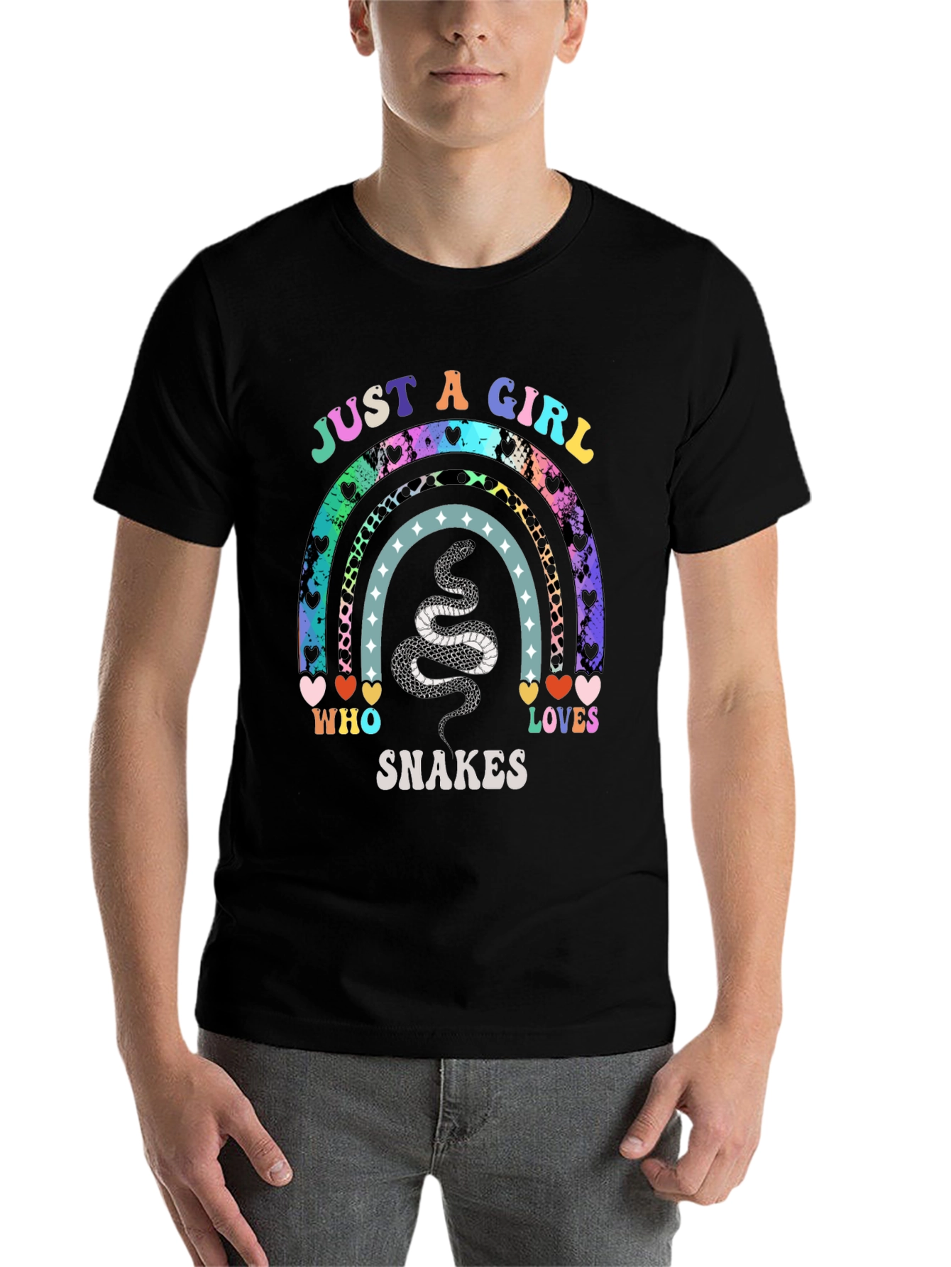 Black Just A Girl Who Loves Snakes T-Shirt view 7