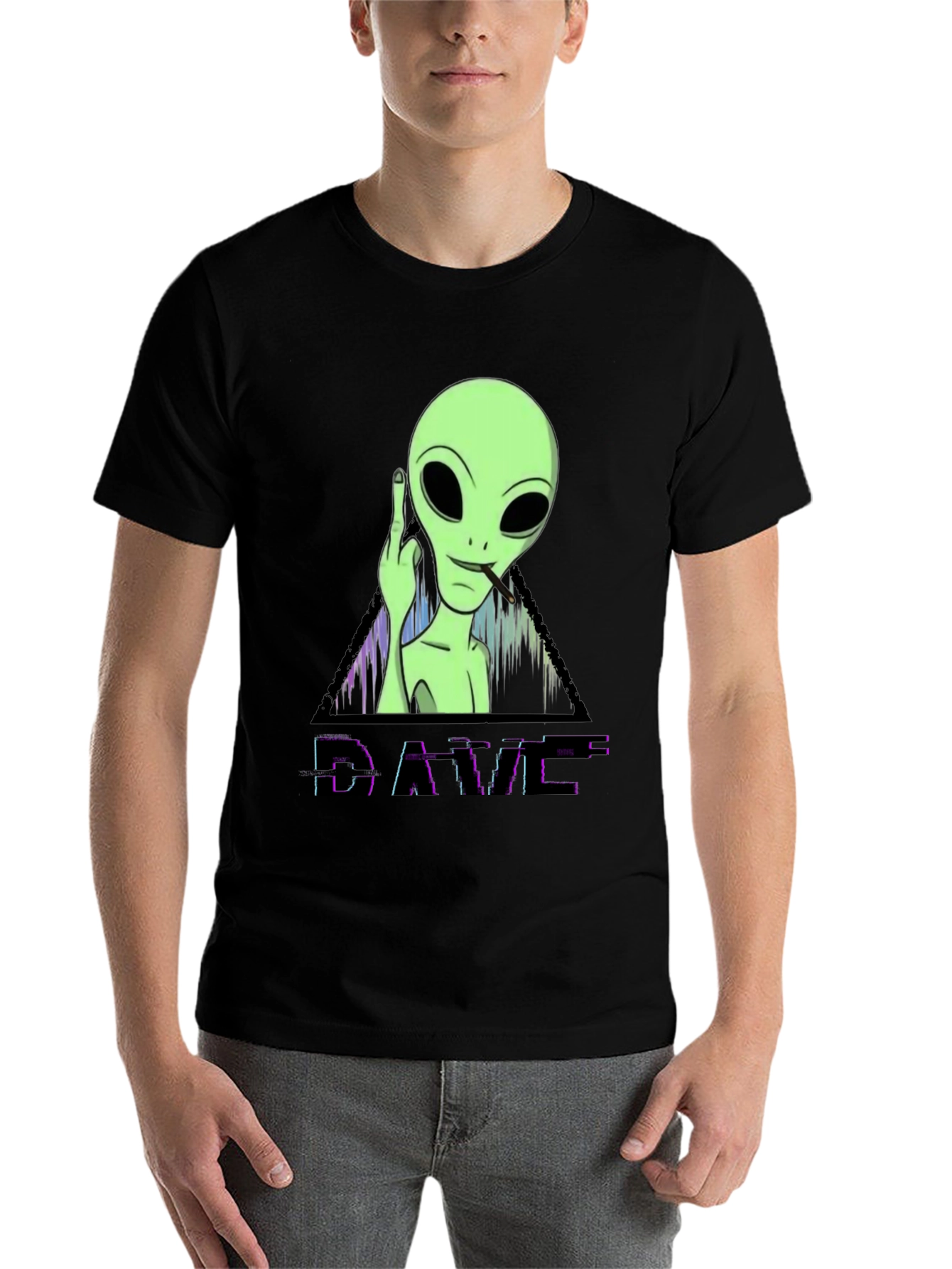 Black Cool Alien DAVE Graphic T-Shirt view 7
