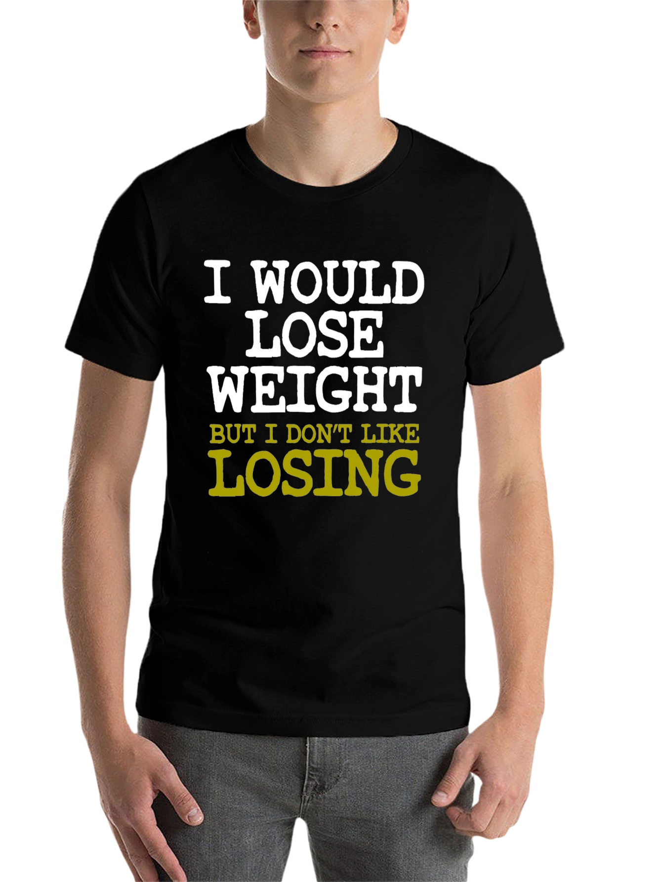 Black Funny Sarcastic Weight Loss T-Shirt view 7