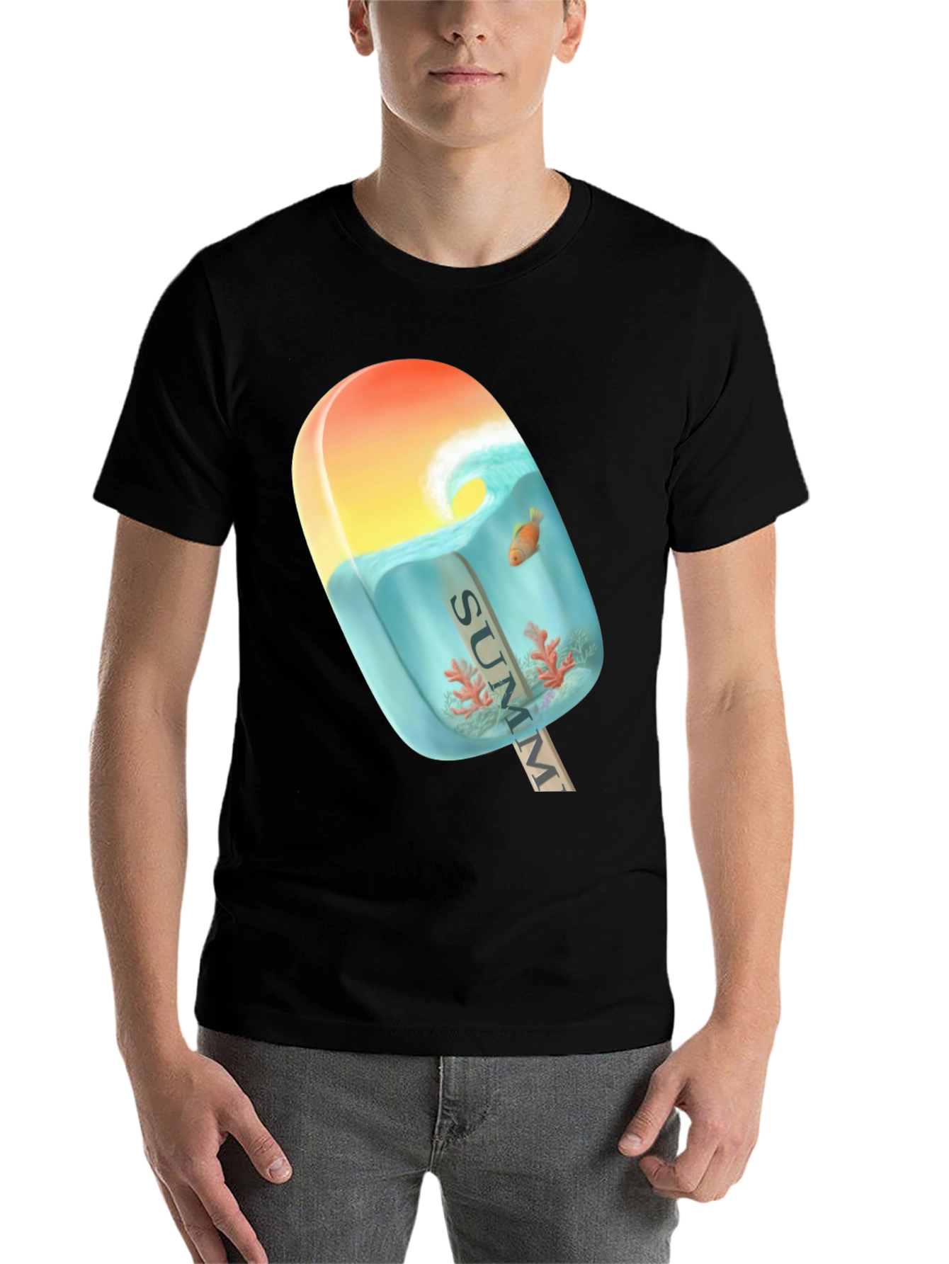 Black Summer Popsicle Graphic Tee - Beach Vibe T-Shirt view 7