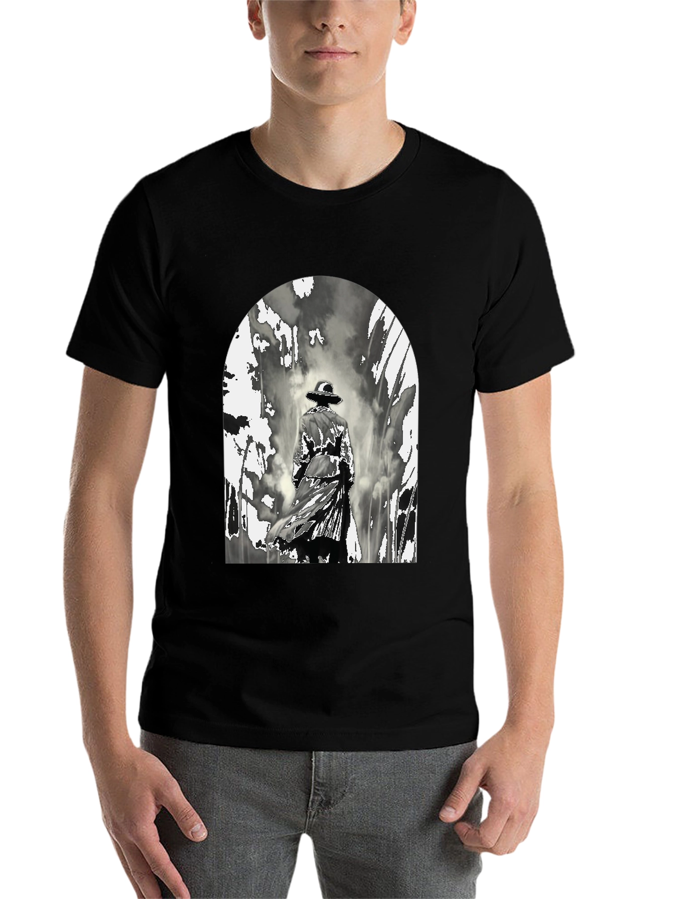 Black Noir Detective Graphic T-Shirt view 7
