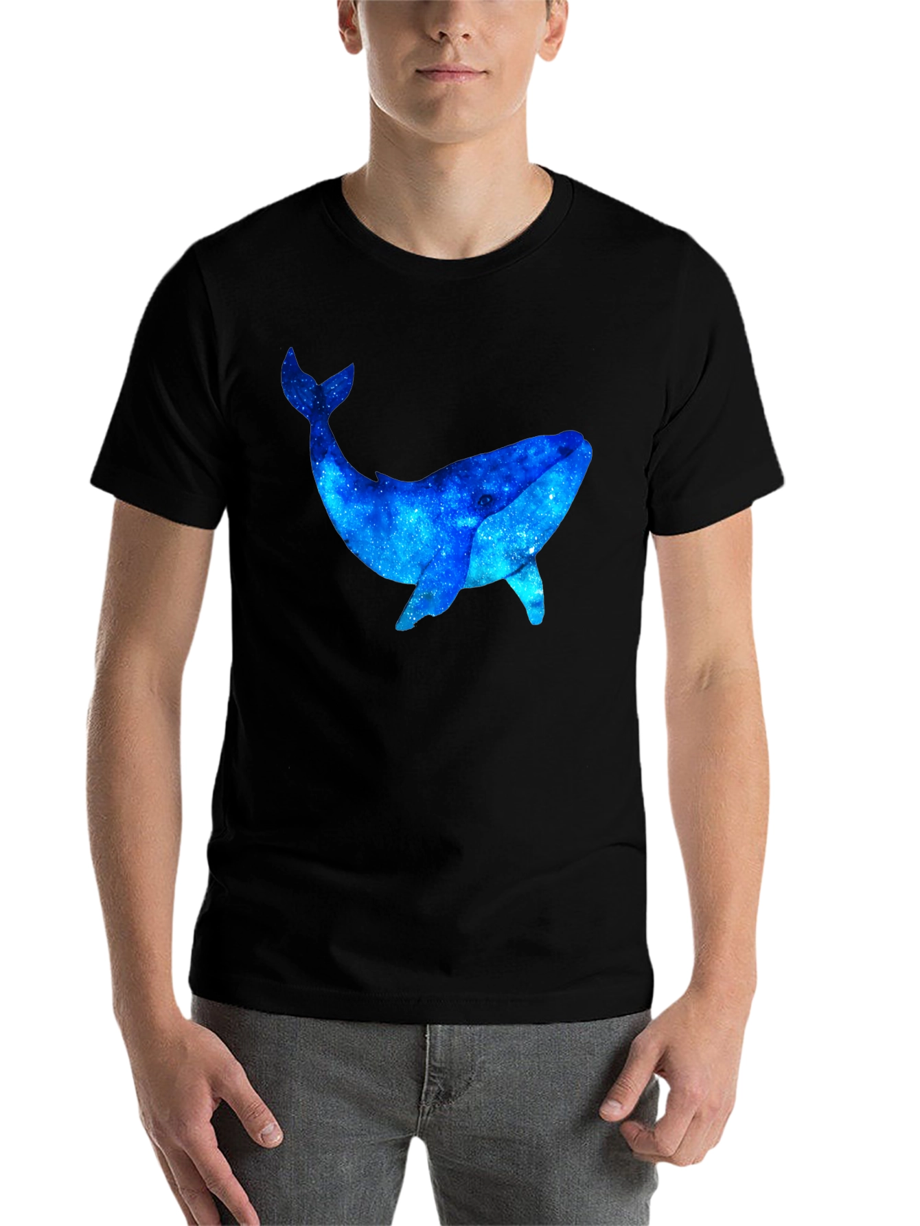 Black Cosmic Whale Graphic Black T-Shirt view 7