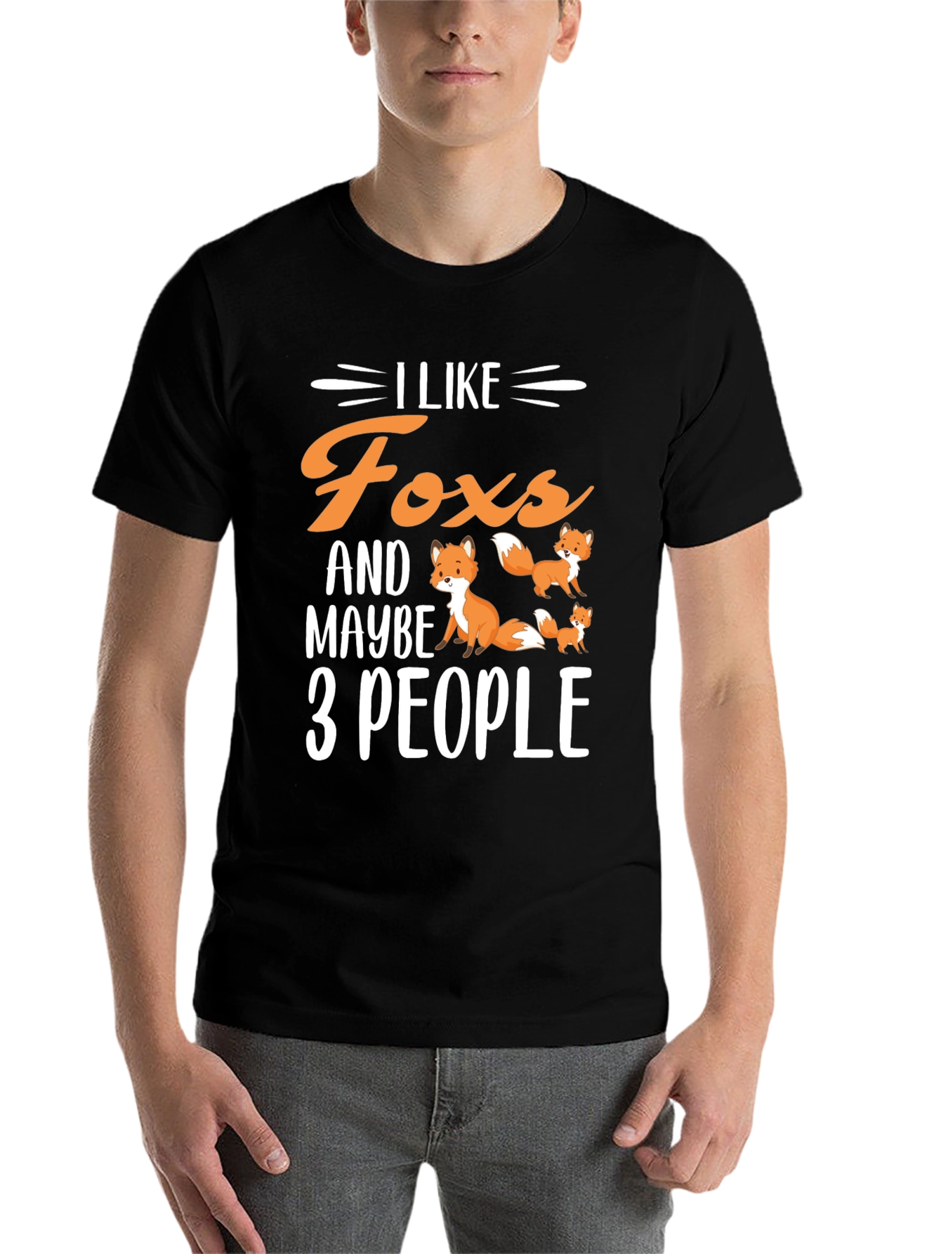 Black I Like Foxes & Maybe 3 People T-Shirt view 7