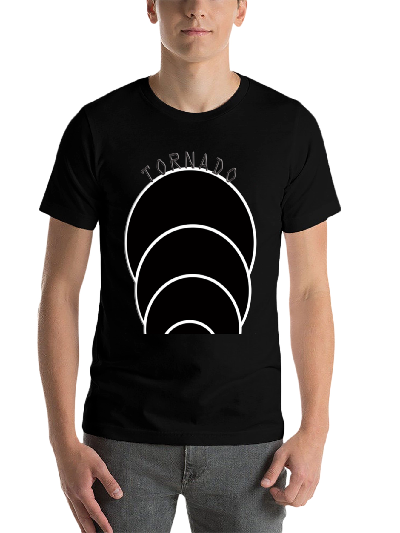 Black Tornado Circle Graphic Black T-Shirt view 7