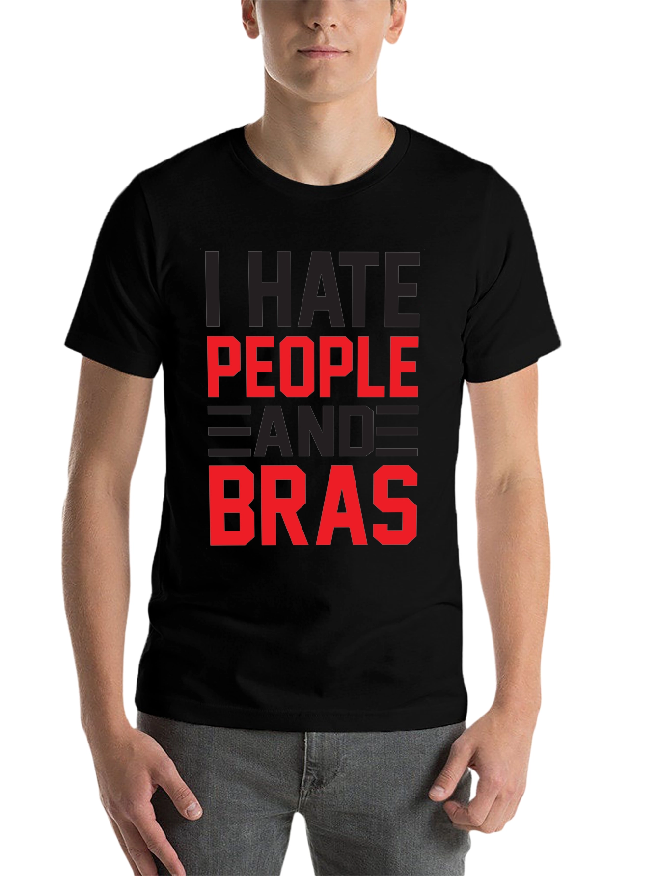 Black I Hate People & Bras Graphic T-Shirt view 7