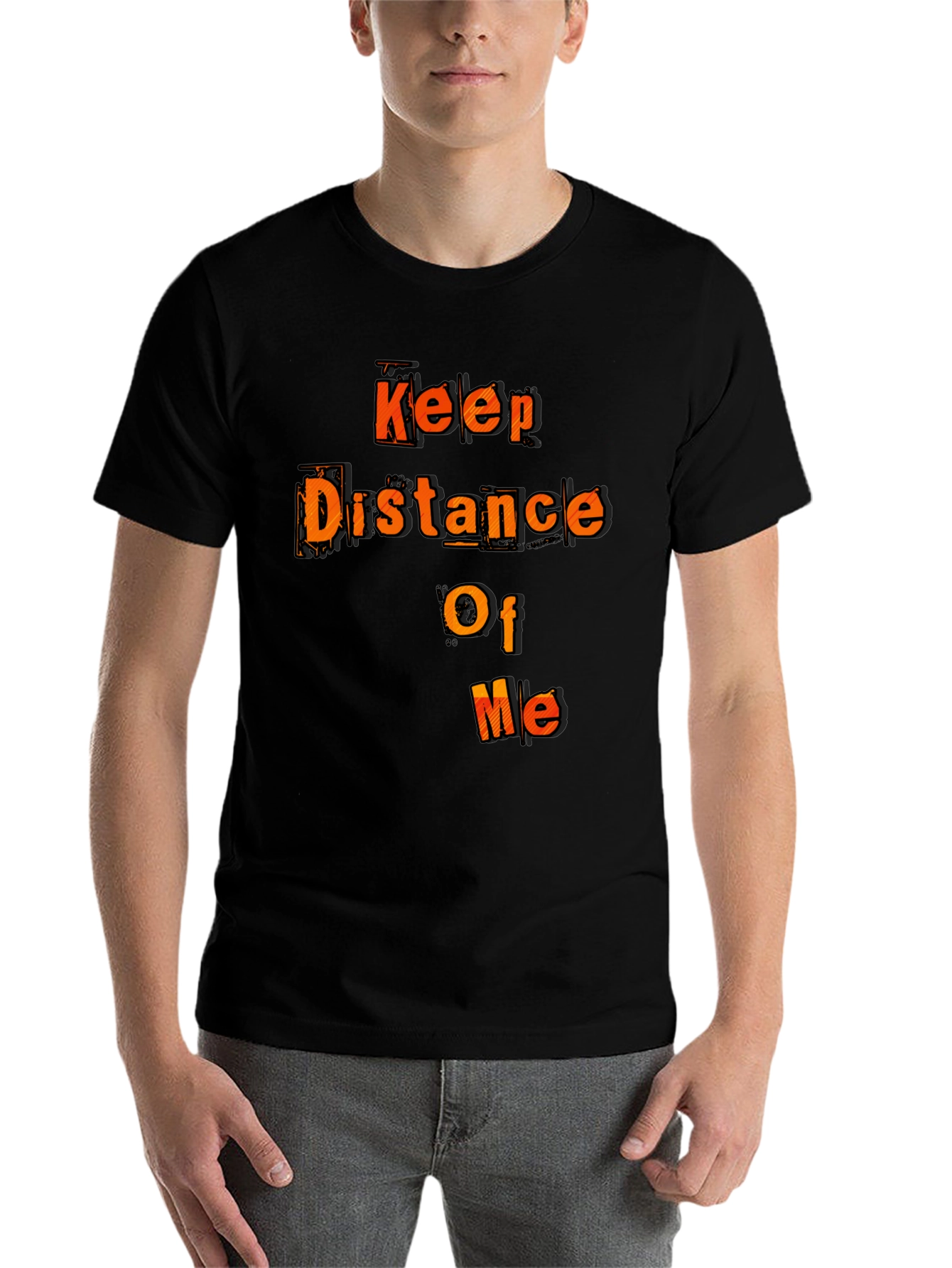 Black Keep Distance Of Me Novelty Graphic Tee view 7