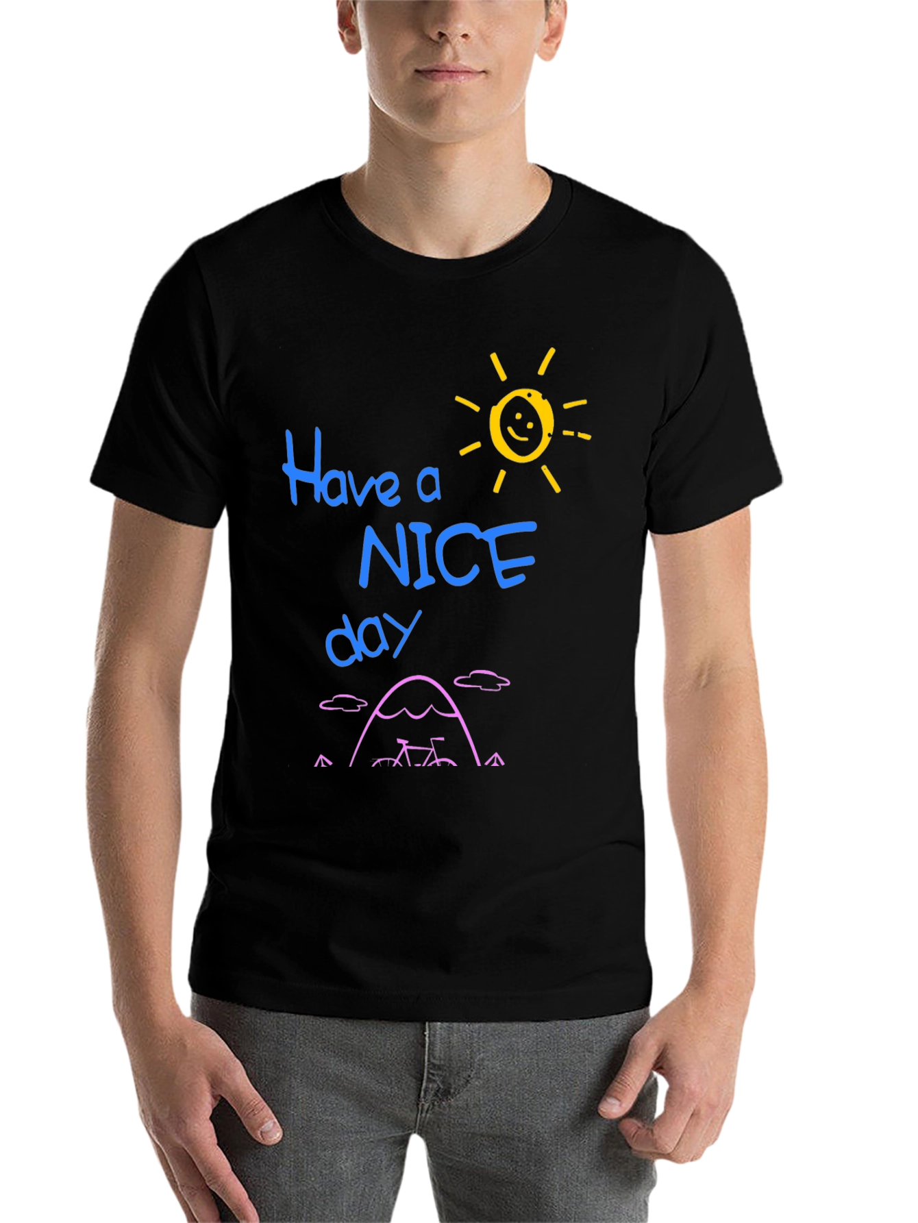 Black Have a Nice Day Graphic Tee - Black view 7