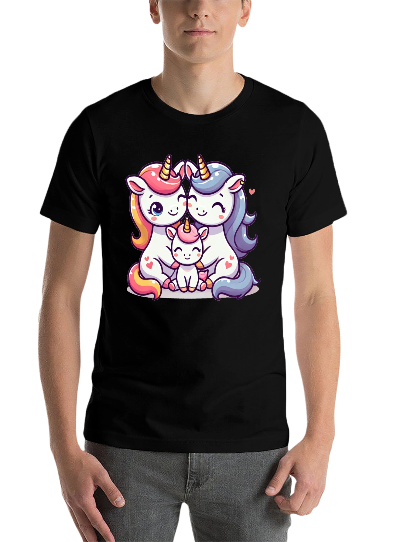 Unicorn Family Graphic Tee - Cute Cartoon Unicorns - 7