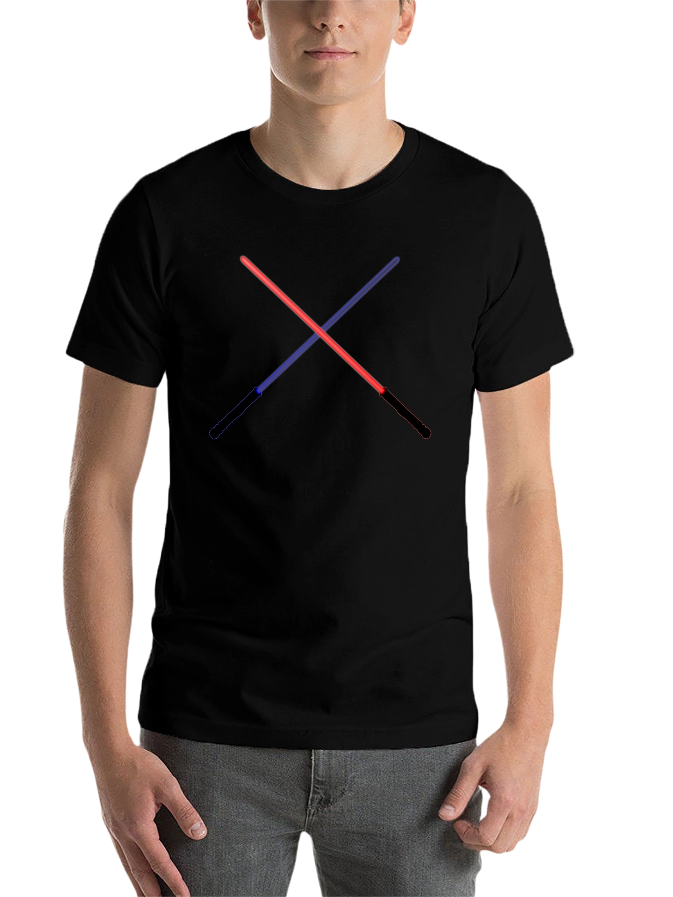 Black Crossed Lightsaber Graphic Tee - Black Cotton Blend view 7