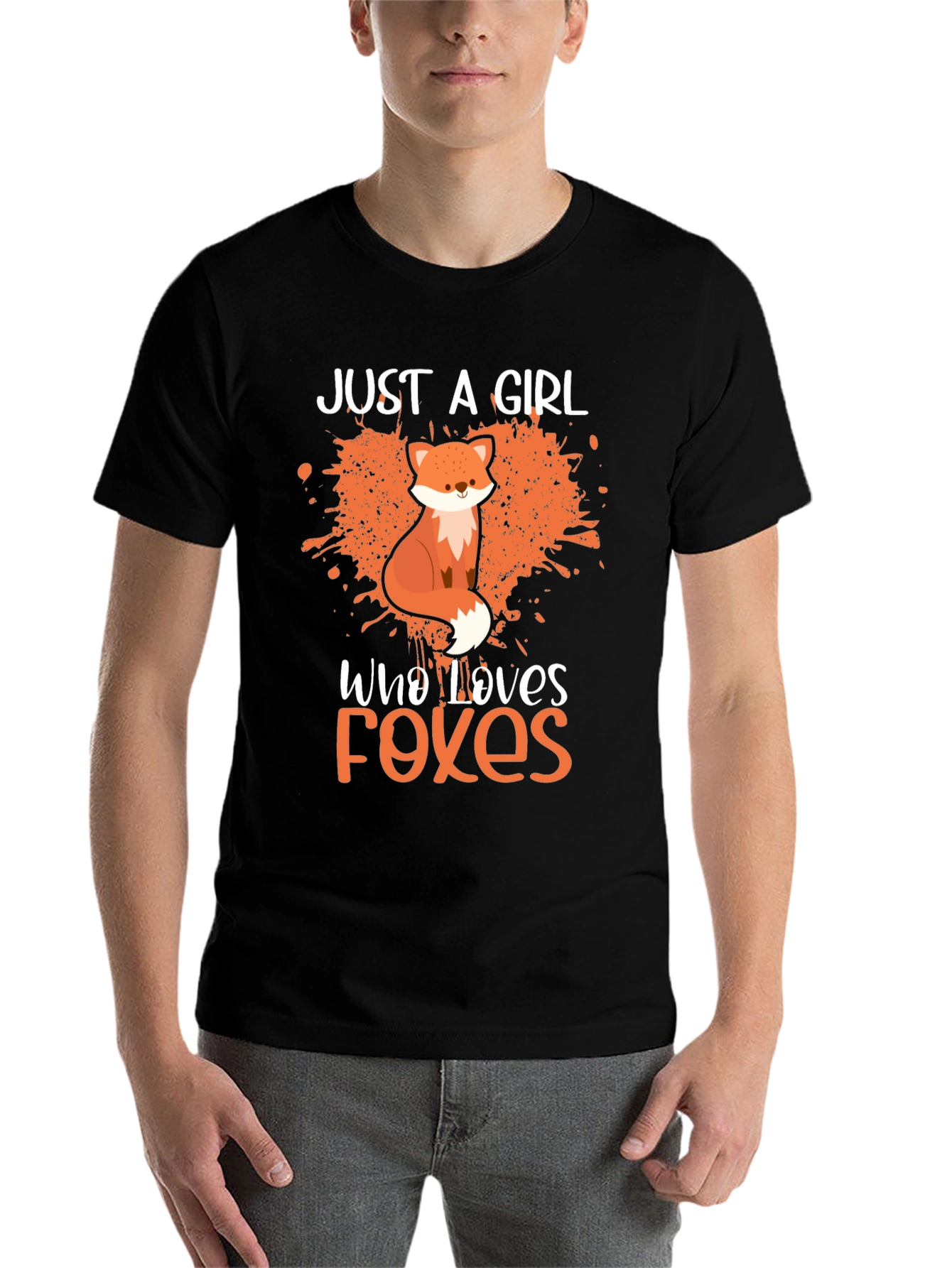 Black Just a Girl Who Loves Foxes T-Shirt - Novelty Tee view 7