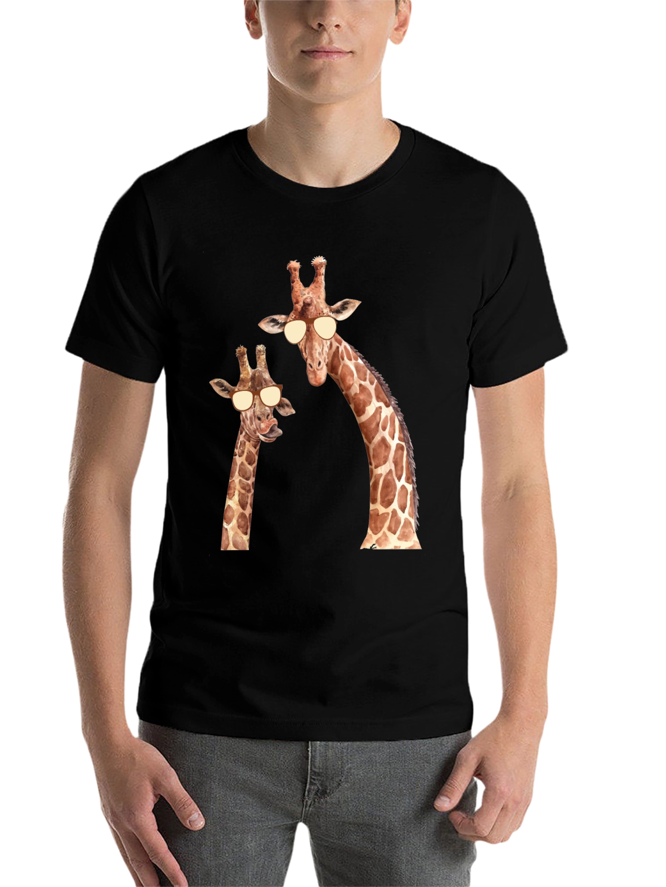 Black Giraffe Sunglasses T-Shirt - Funny Animal Tee view 7