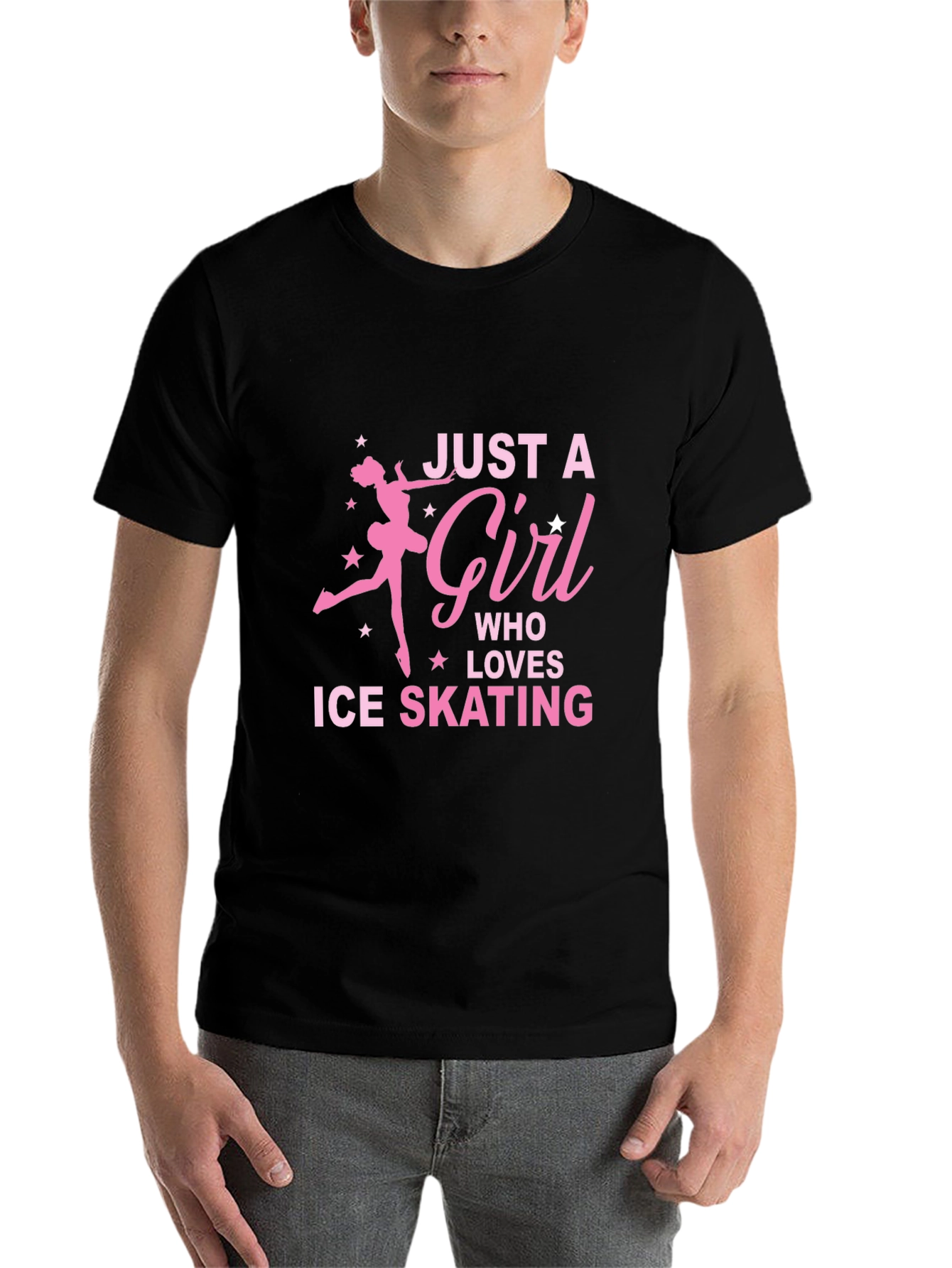 Black Ice Skating Girl's T-Shirt - Just a Girl Who Loves Skating view 7