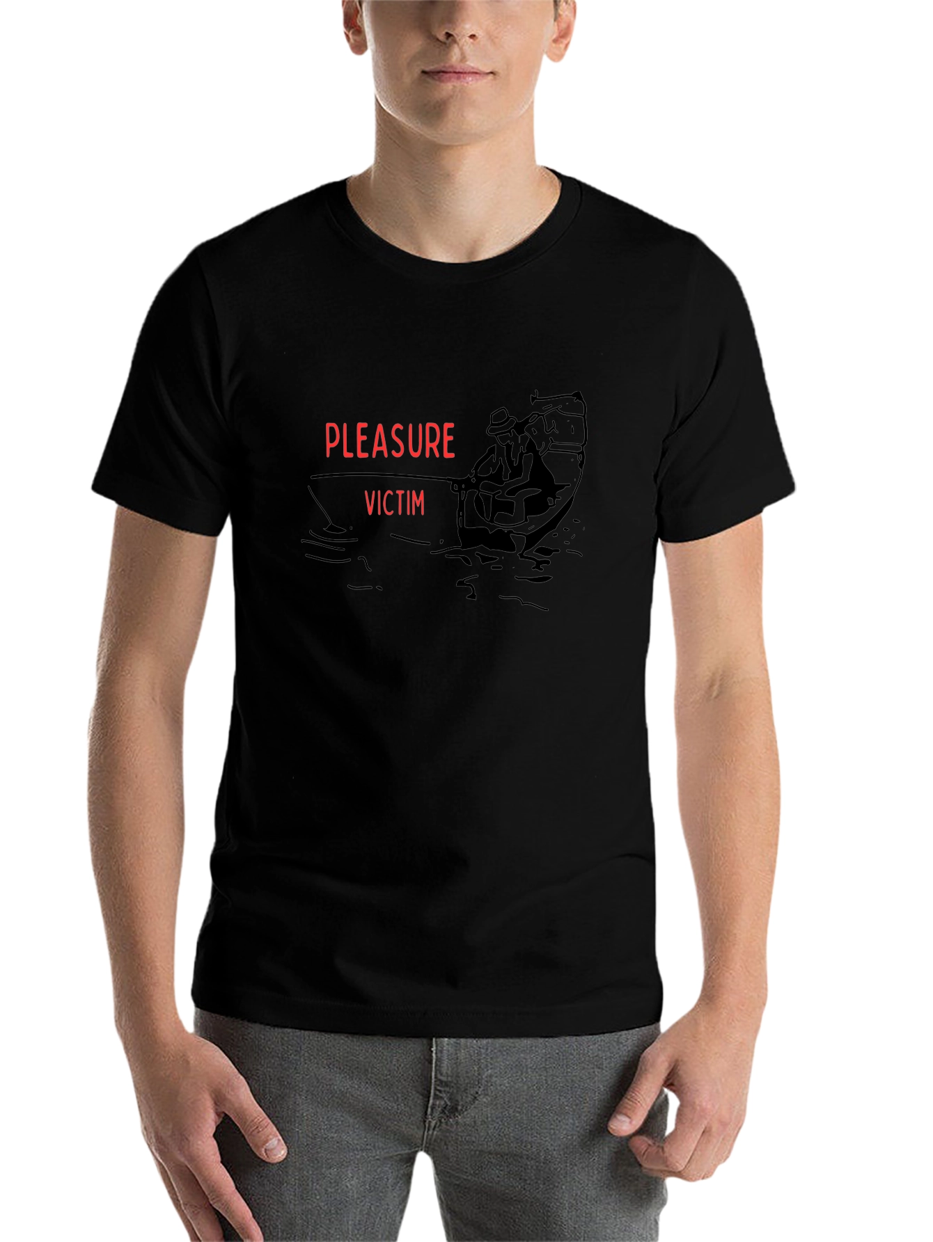 Black Pleasure Victim Graphic Tee - Black Cotton T-Shirt view 7