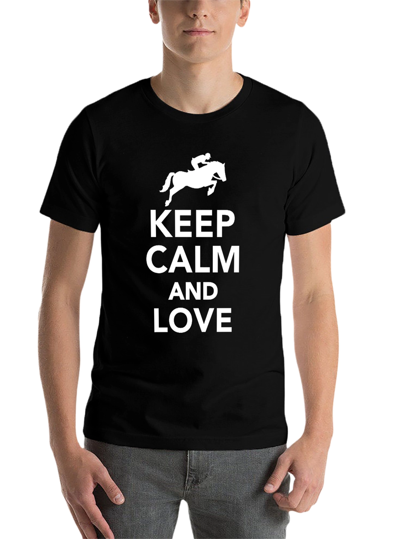 Black Keep Calm and Love Horses T-Shirt view 7