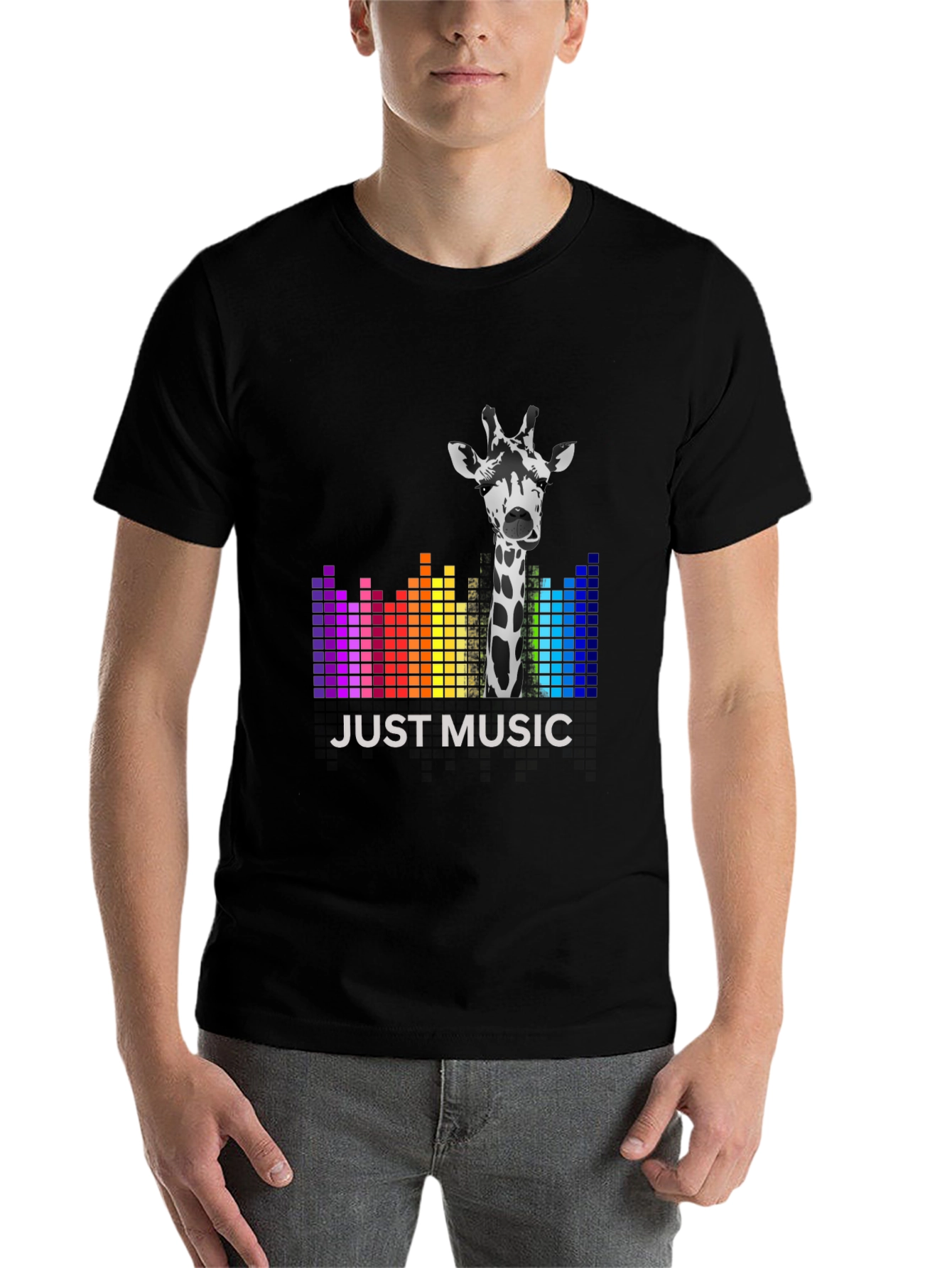 Black Just Music Giraffe Tee - Stylish Graphic T-Shirt view 7