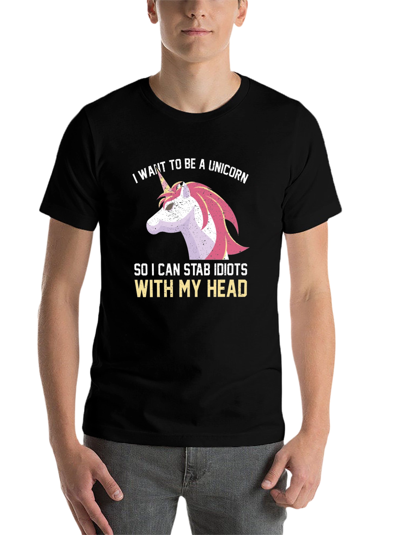 Black Unicorn Stab Idiots T-Shirt Funny Humor view 7