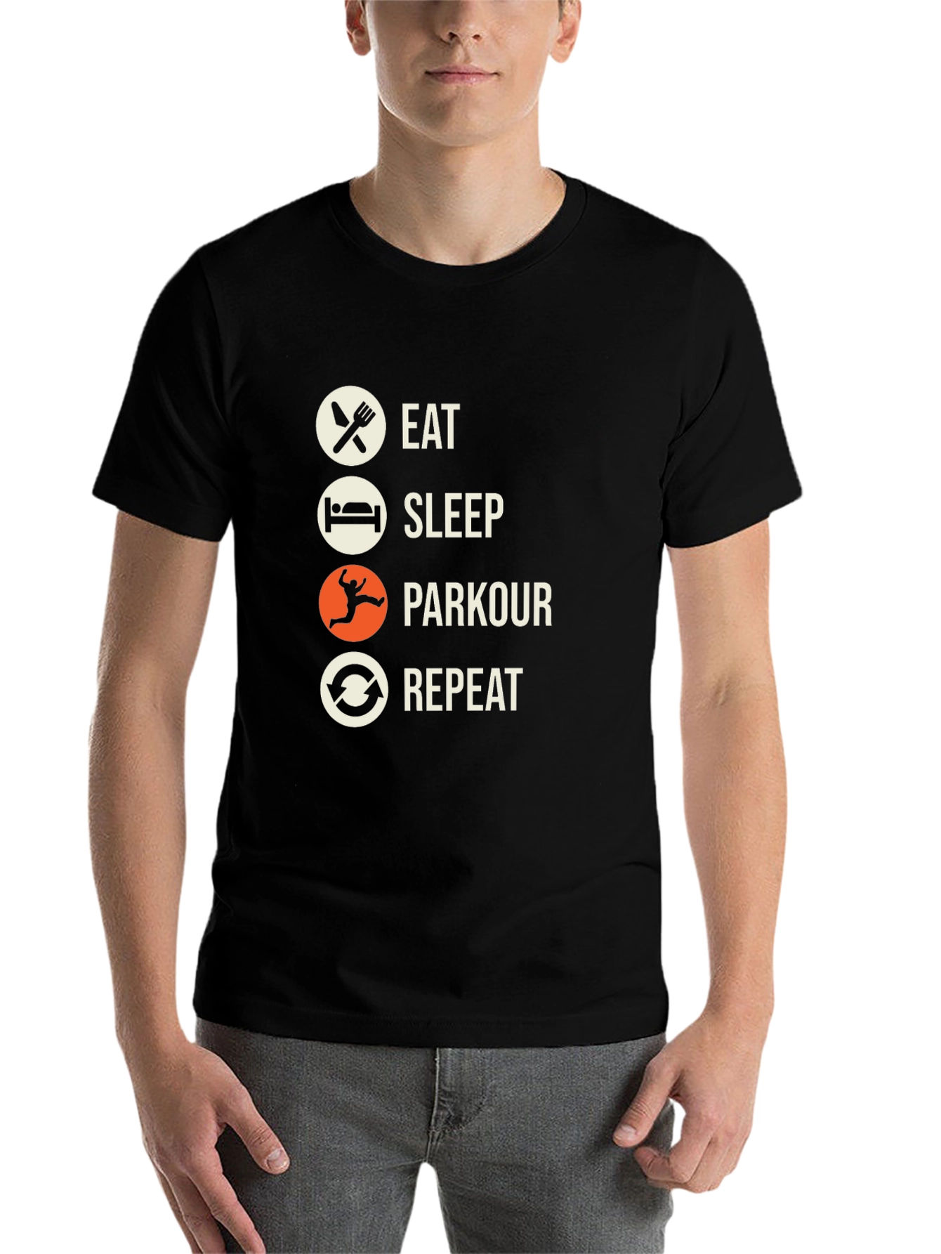 Black Eat Sleep Parkour Repeat T-Shirt view 7