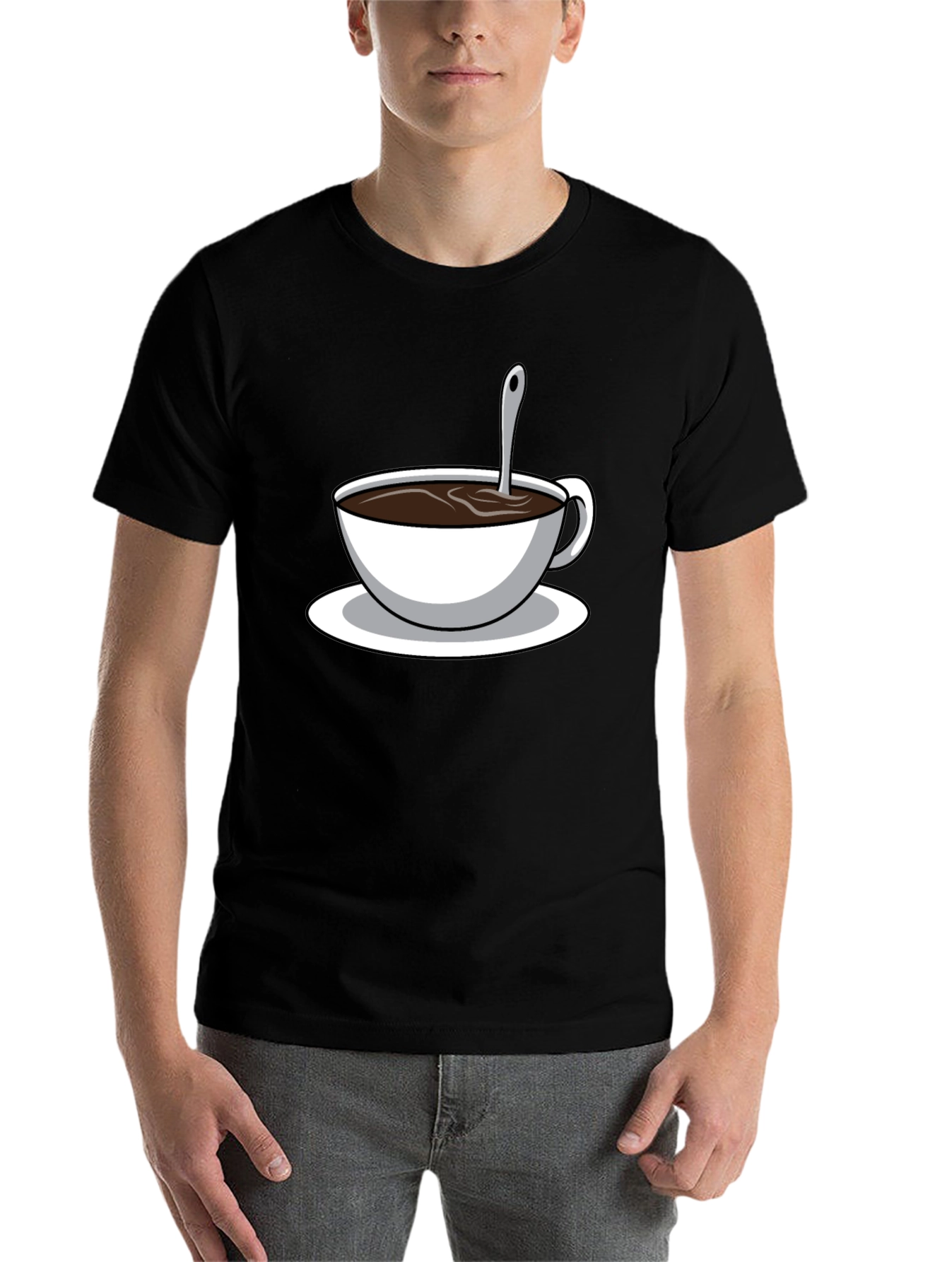 Black Coffee Cup Graphic T-Shirt - Black Cotton Blend view 7