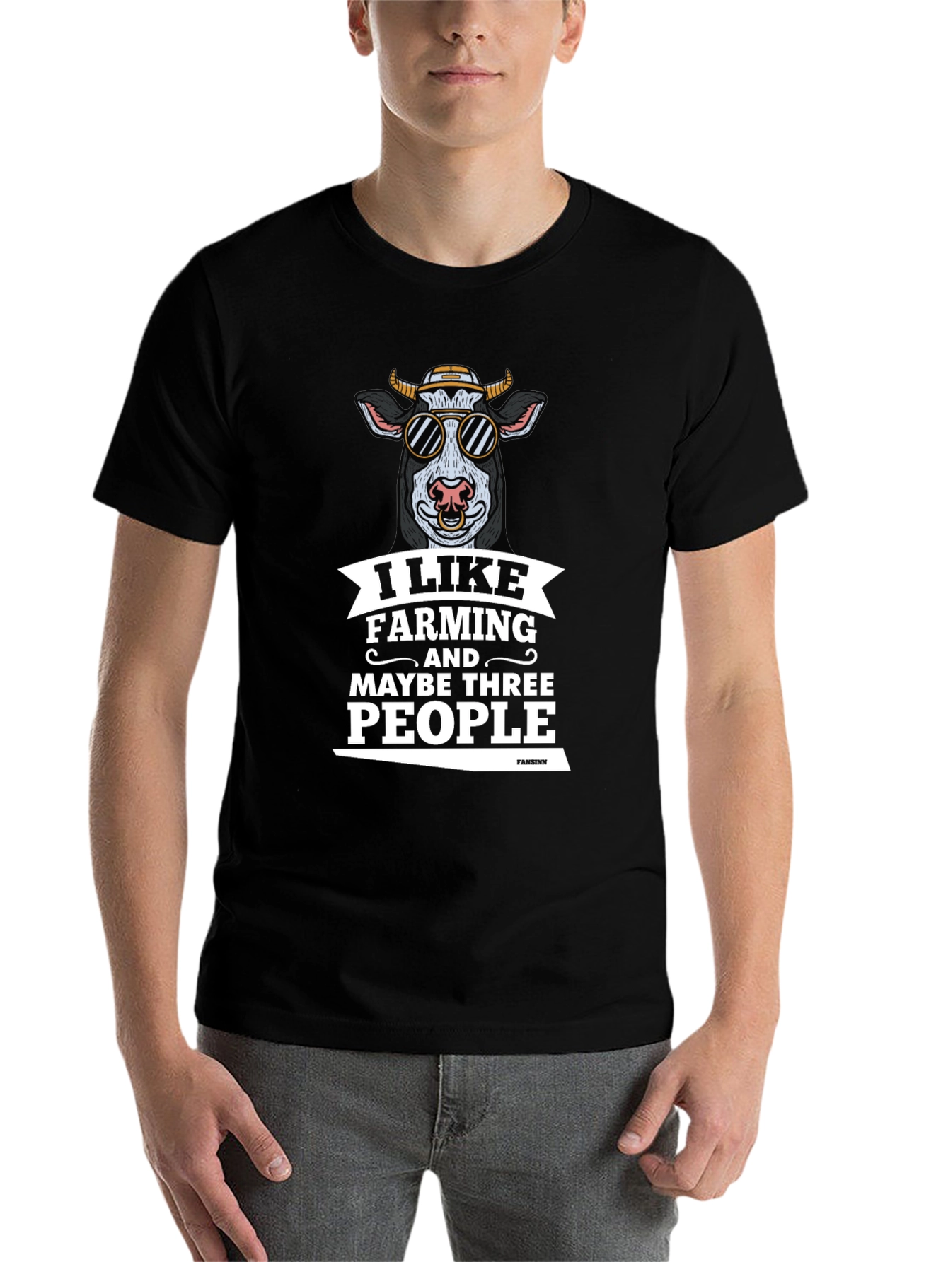 Black Farming Lover T-Shirt: Cool Cow Graphic Tee view 7