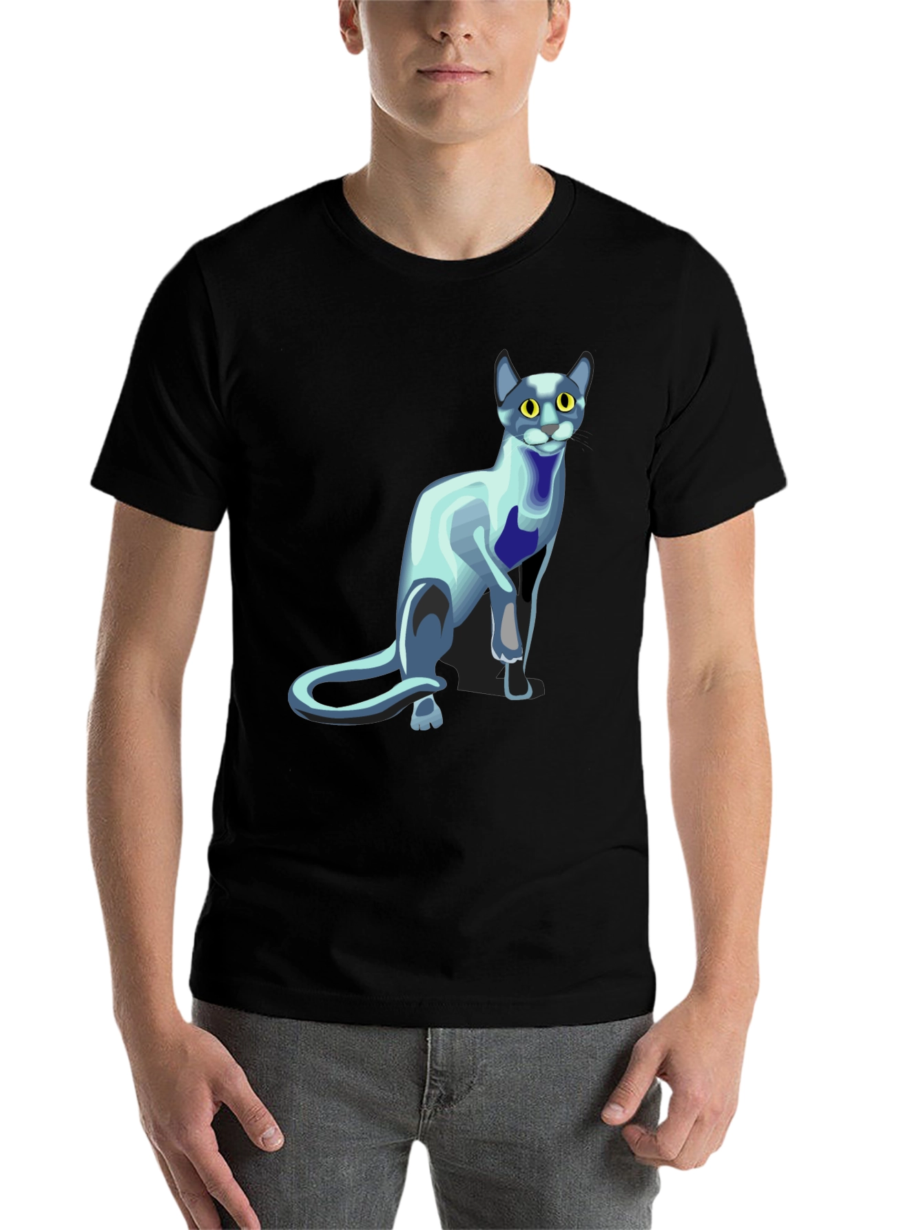 Black Cool Cat Graphic T-Shirt - Black view 7