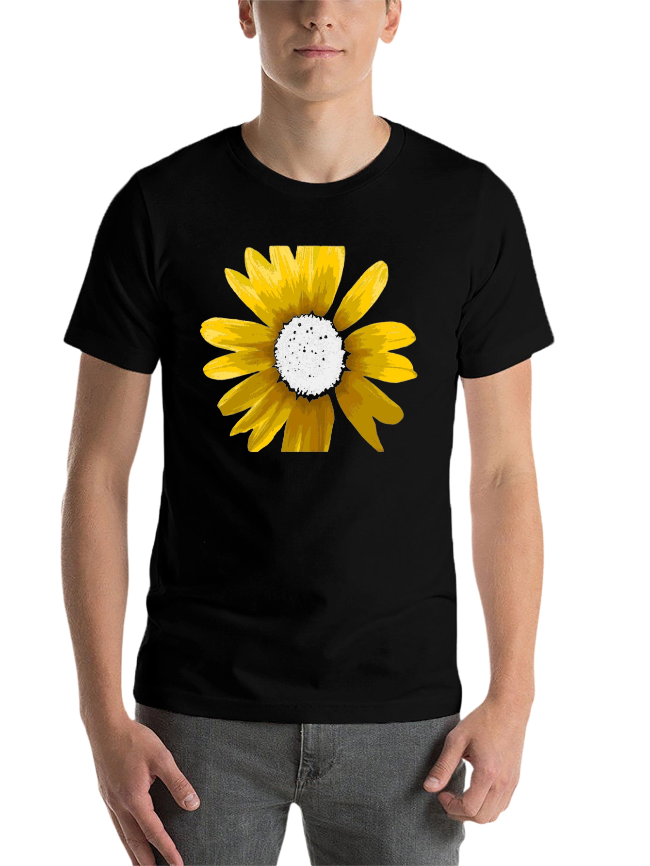 Black Sunflower Graphic Tee - Black Cotton Casual Shirt view 7