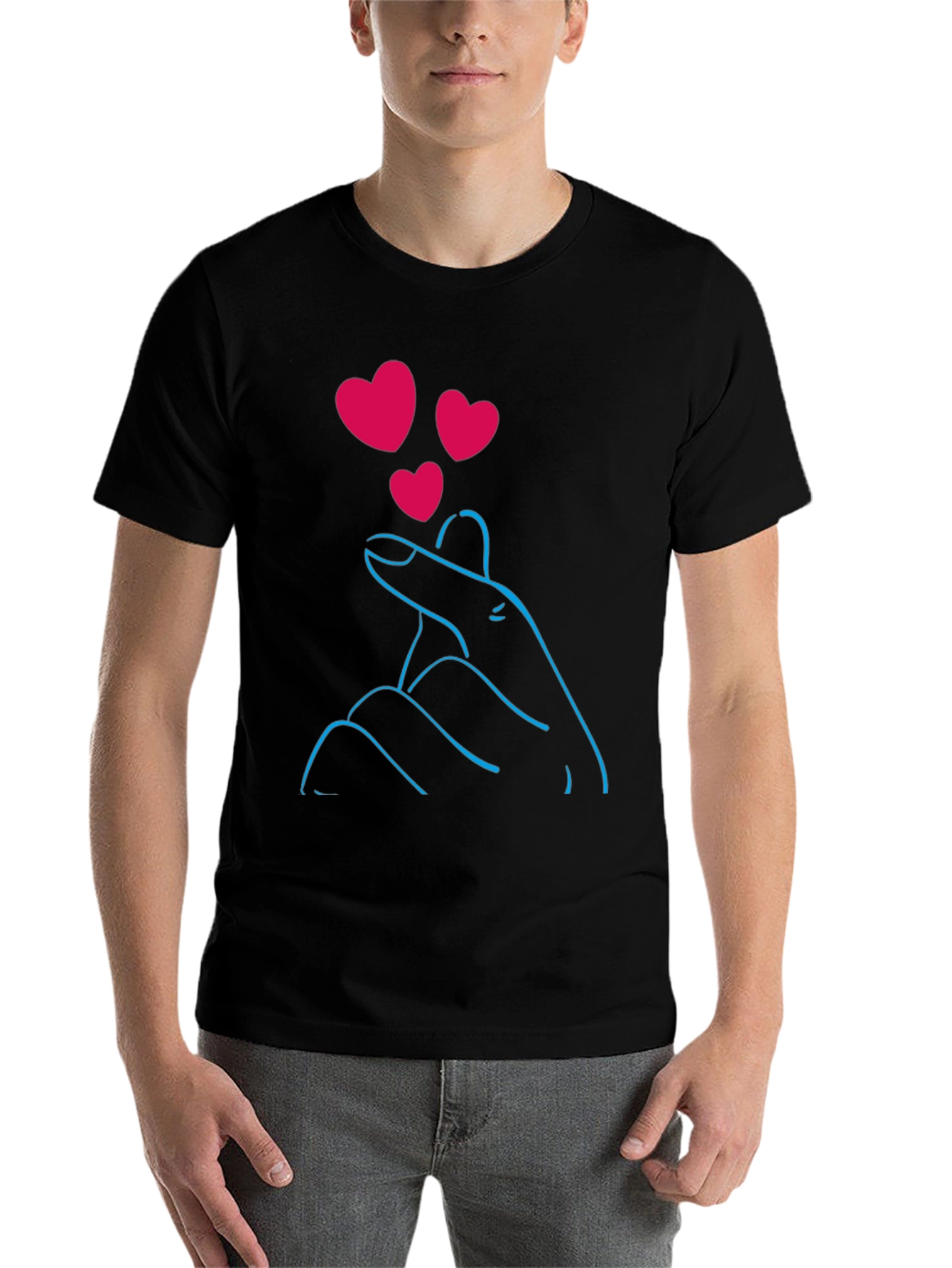 Black Heart Hand Gesture Graphic Tee view 7