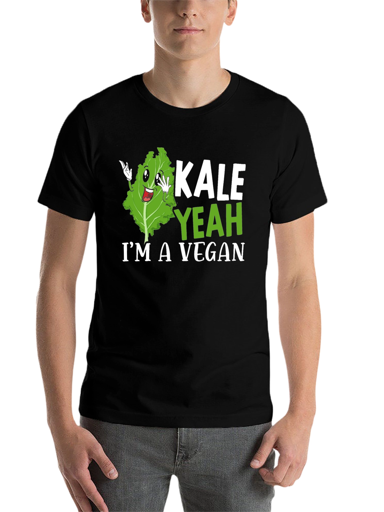 Black Kale Yeah I'm Vegan T-Shirt view 7