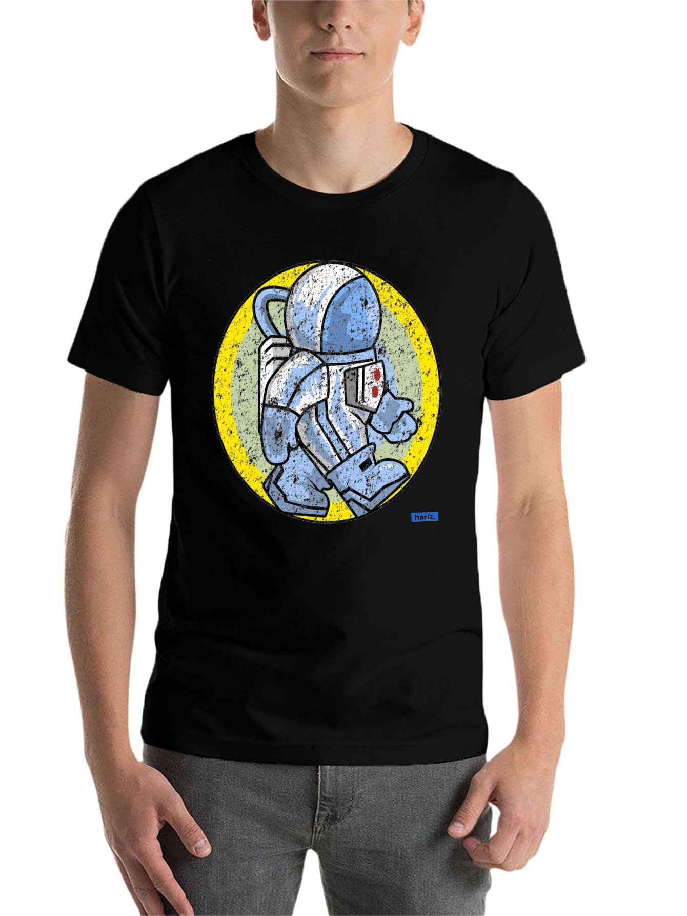 Black Retro Spaceman Graphic Tee - Vintage Astronaut T-Shirt view 7