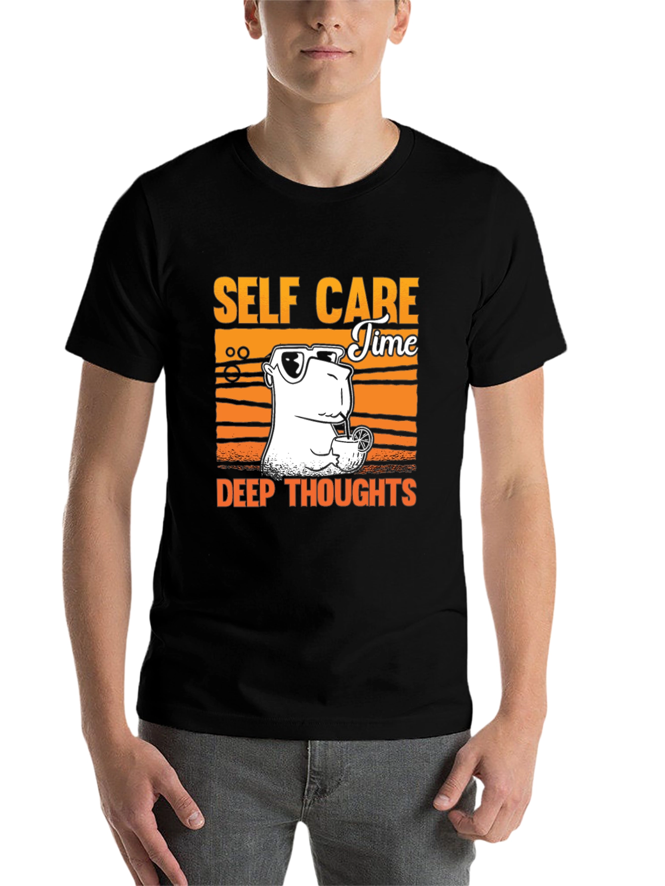 Black Self Care Time T-Shirt - Deep Thoughts Graphic Tee view 7